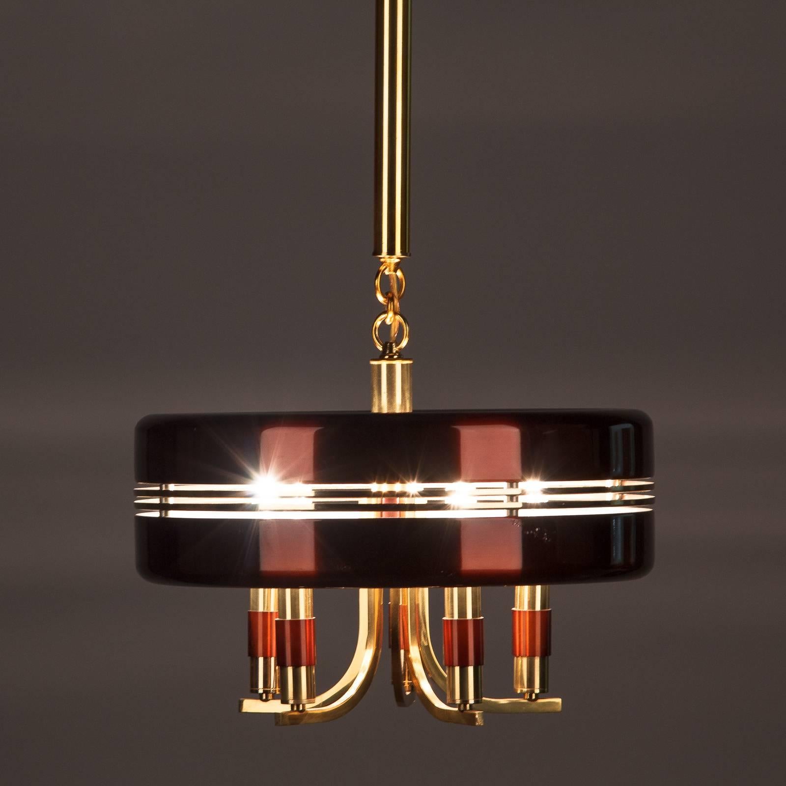 Italian Brass and Painted Metal Chandelier by Rolly, 1960s 2