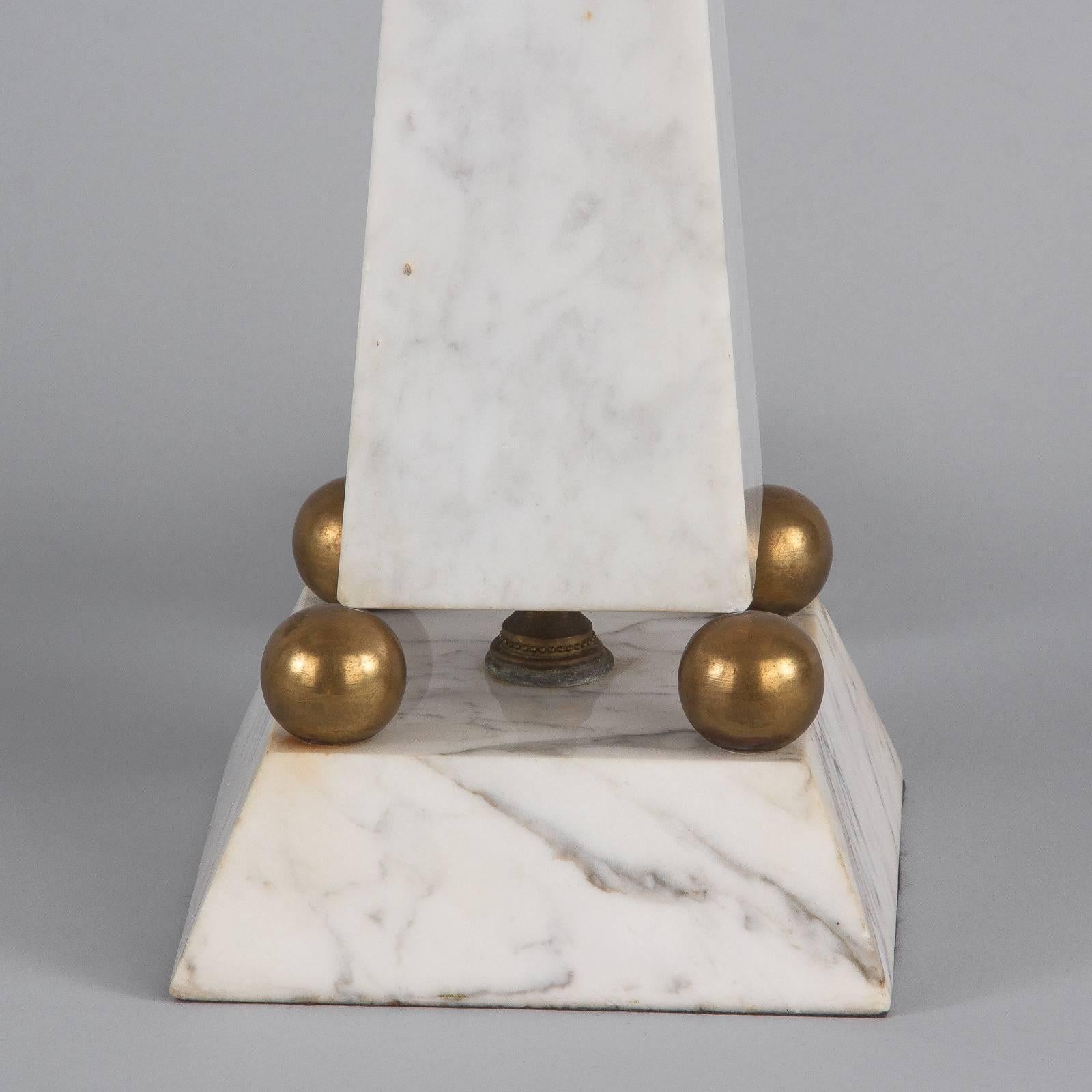 Pair of Art Deco Marble Table Lamps, Italy, 1930s In Good Condition In Austin, TX