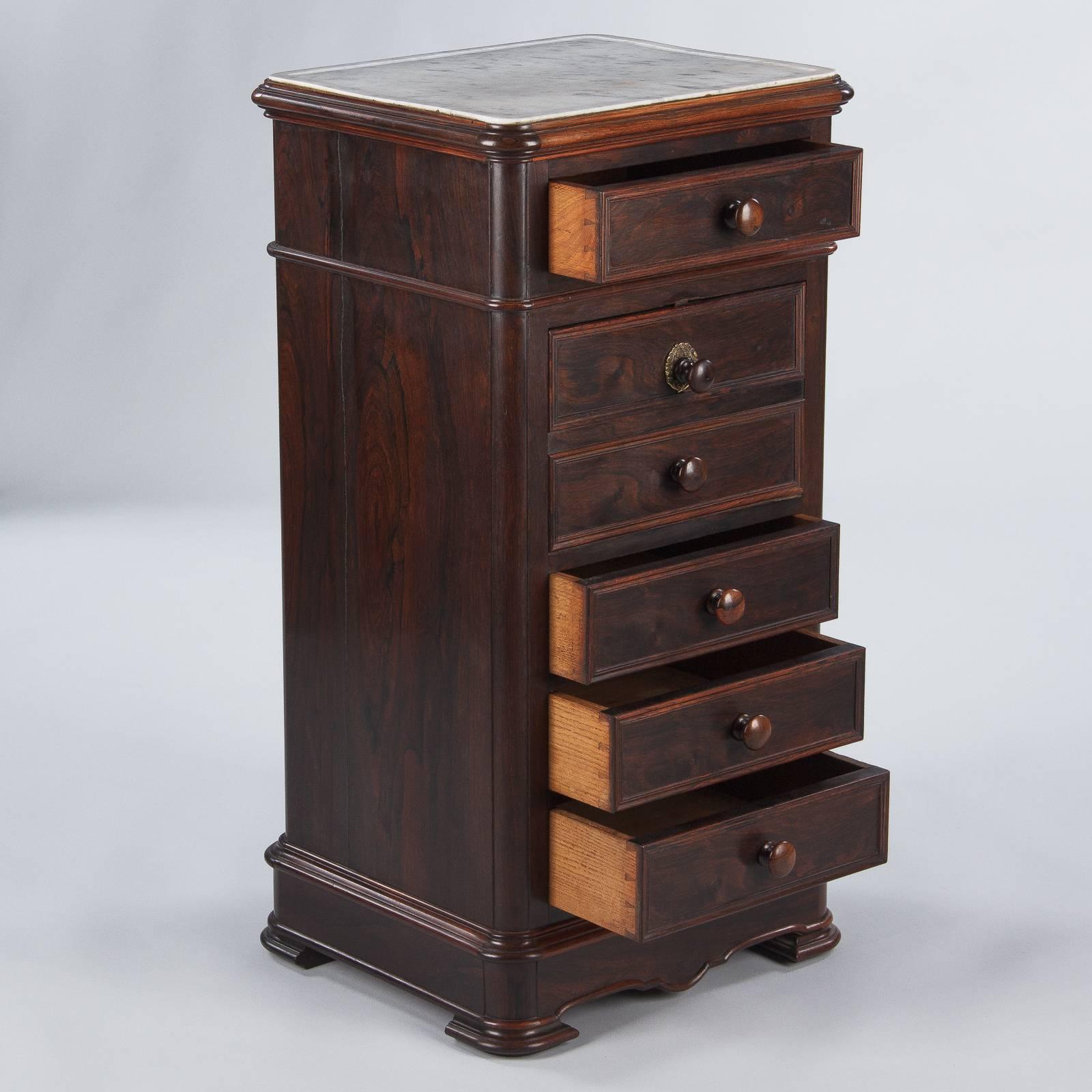 French Louis Philippe Rosewood Cabinet with Marble Top, Mid-1800s