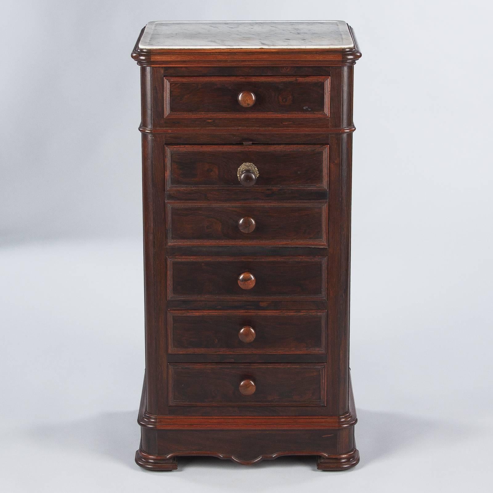 19th Century Louis Philippe Rosewood Cabinet with Marble Top, Mid-1800s