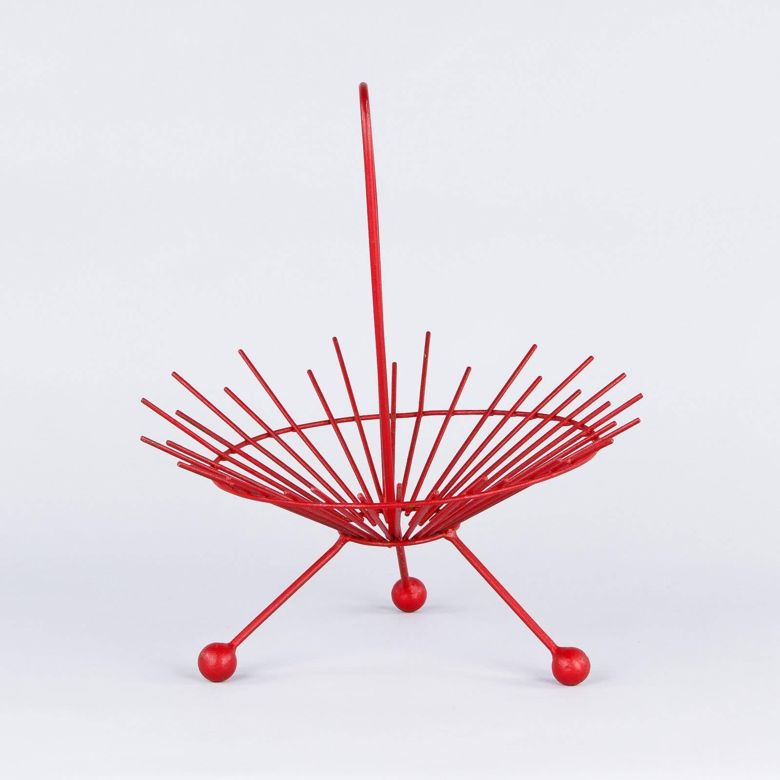 Mid-20th Century Vintage French Red Metal Basket, 1960s