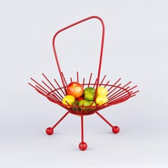 Vintage French Red Metal Basket, 1960s