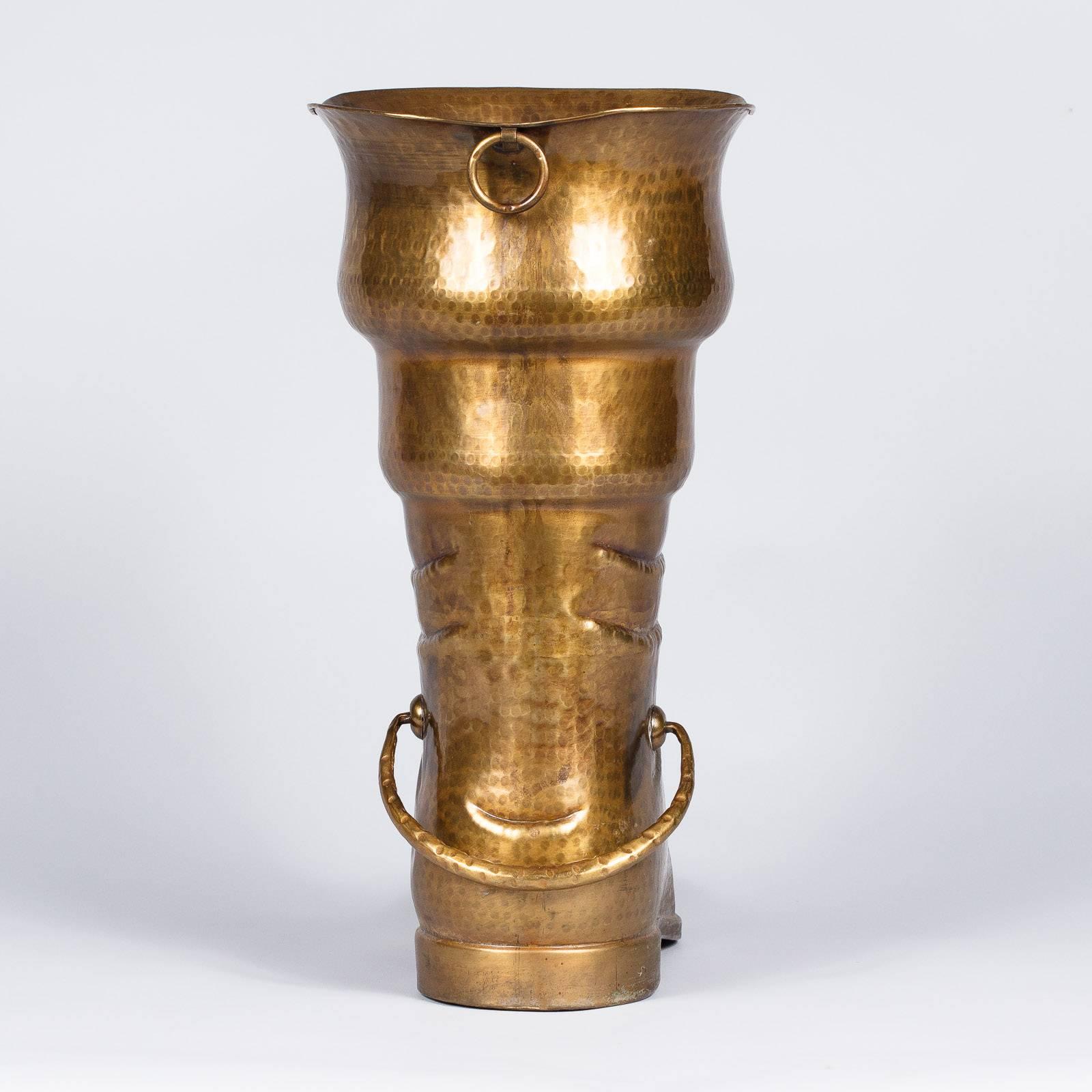 French Boot Shaped Brass Umbrella Holder, France, Early 1900s