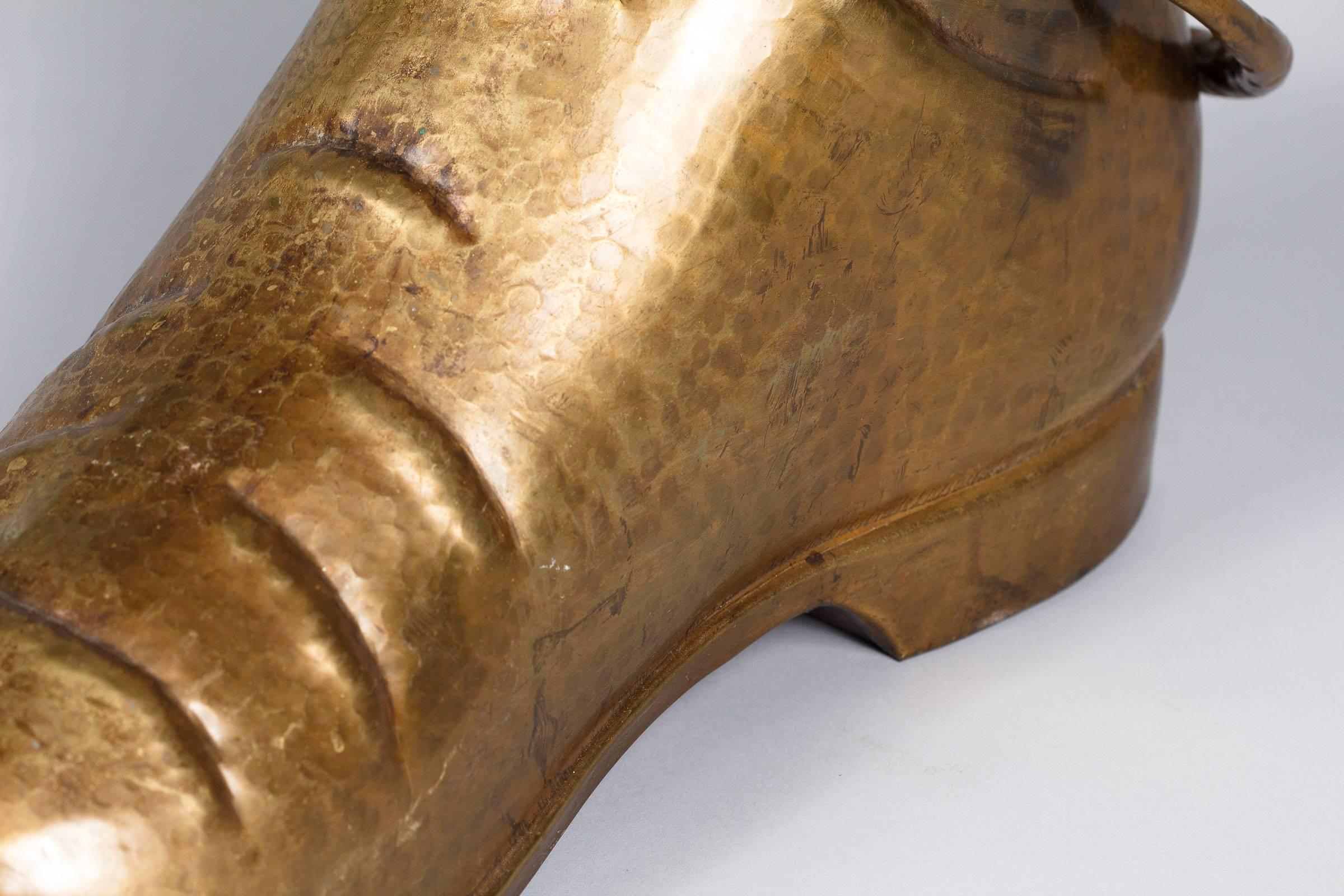 Boot Shaped Brass Umbrella Holder, France, Early 1900s 5