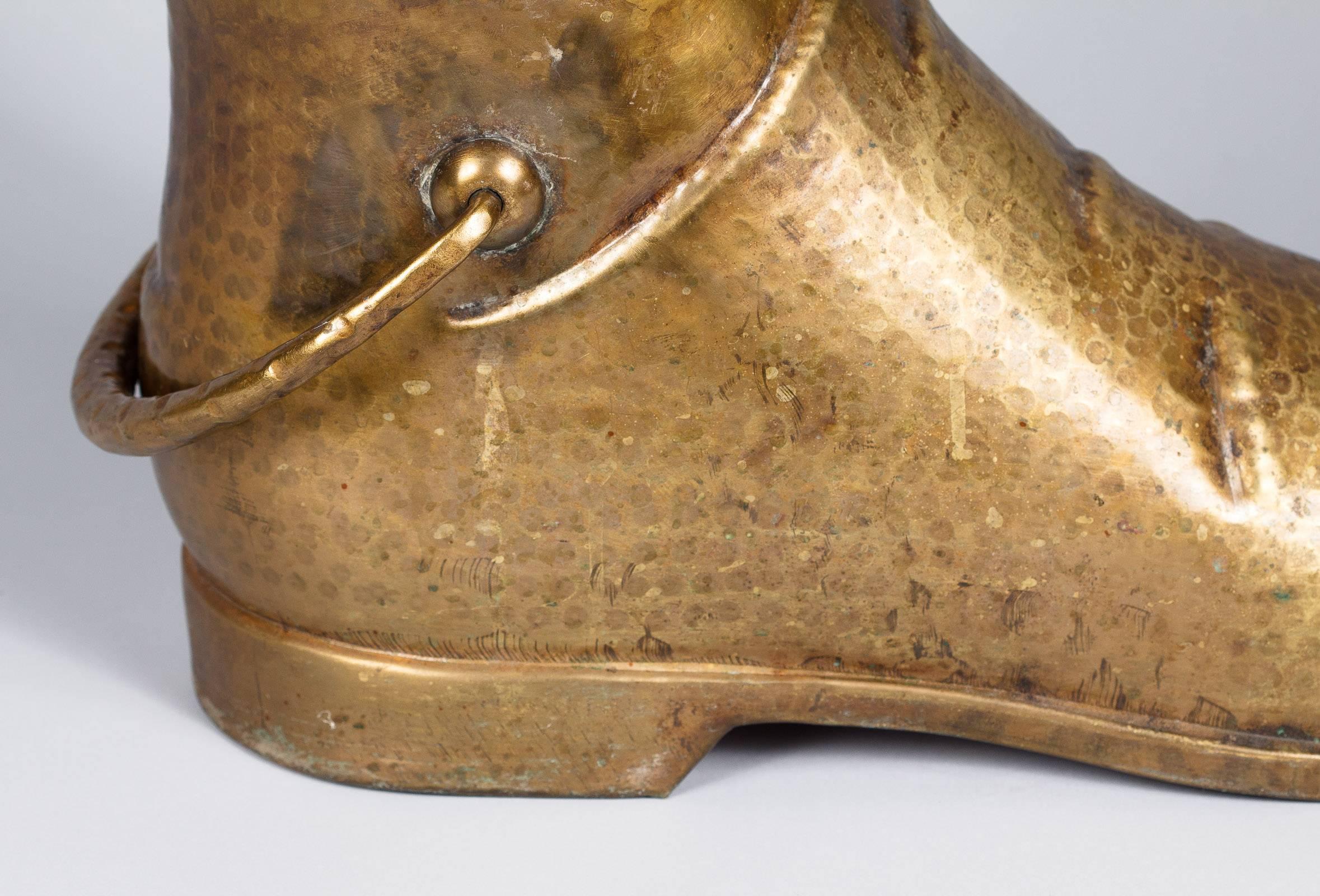 Boot Shaped Brass Umbrella Holder, France, Early 1900s 1