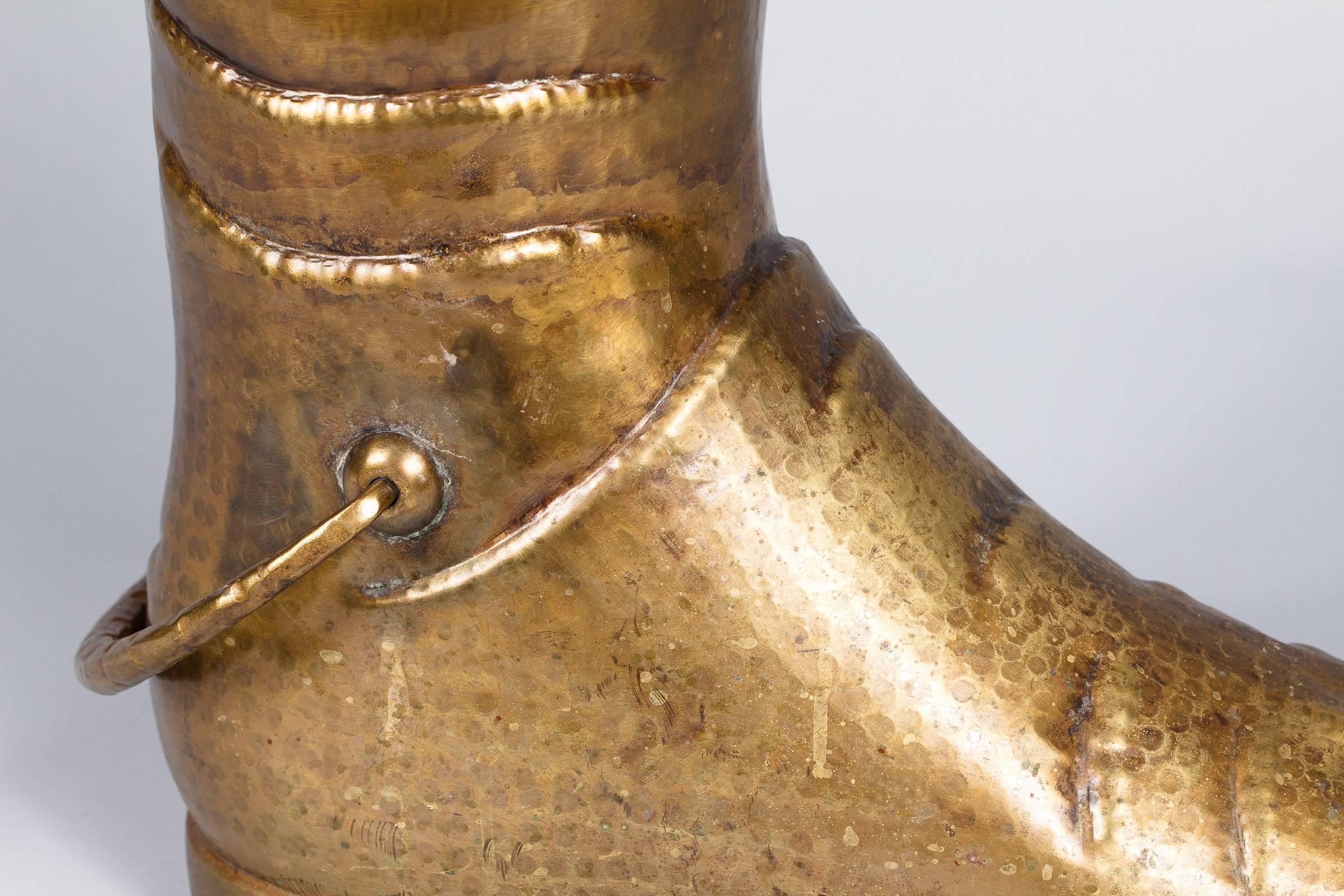 Boot Shaped Brass Umbrella Holder, France, Early 1900s 3