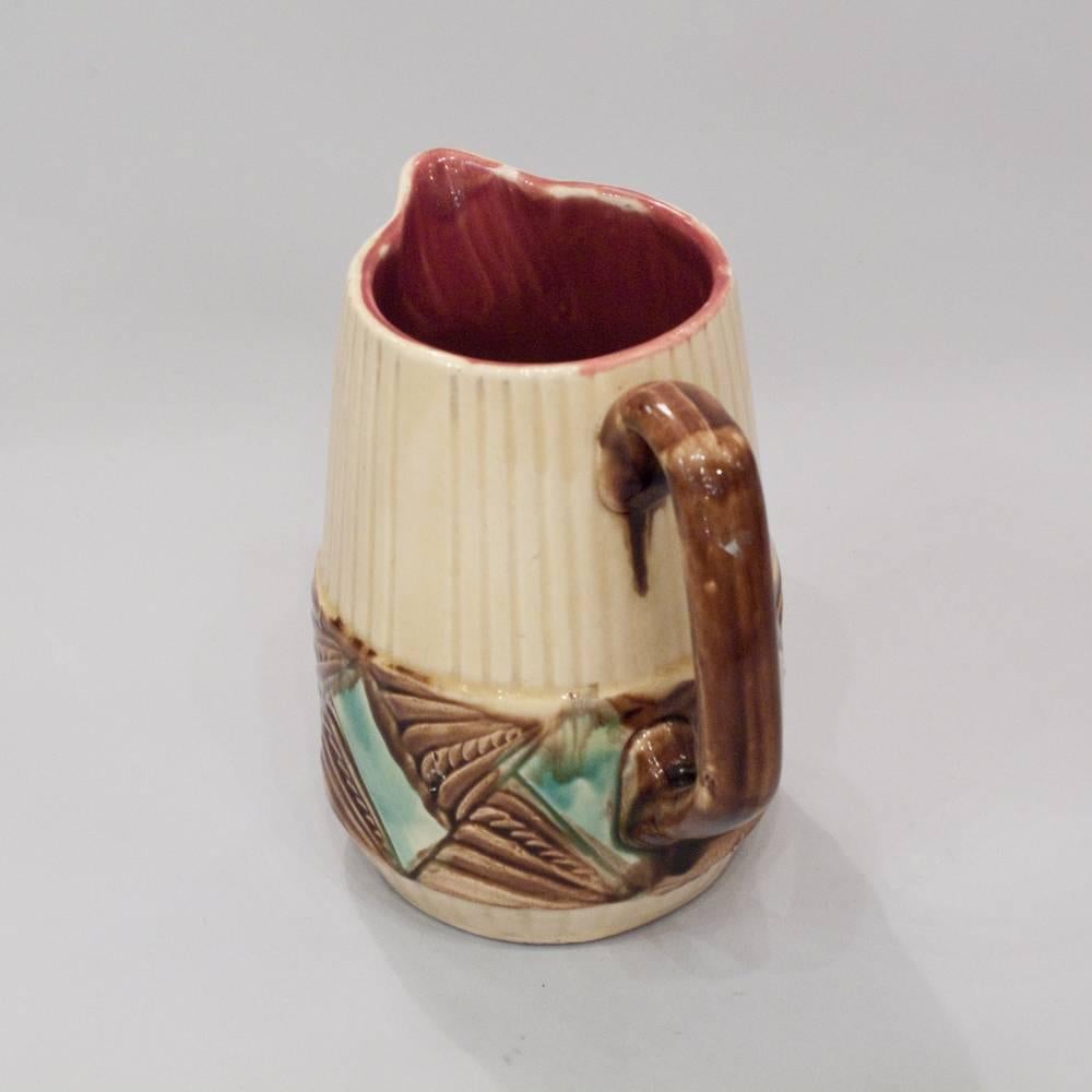Mid-20th Century French Art Deco Orchies Barbotine Majolica Pitcher, 1930s