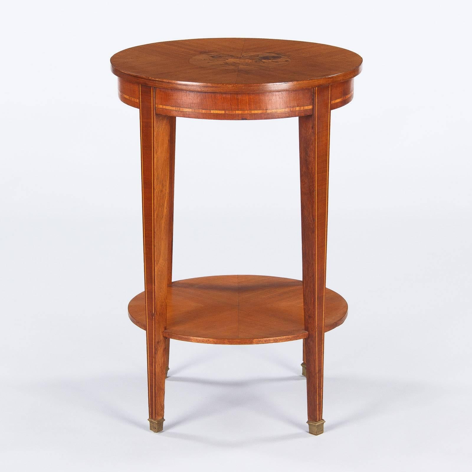Marquetry French Louis XVI Style Mahogany Side Table, 1900s