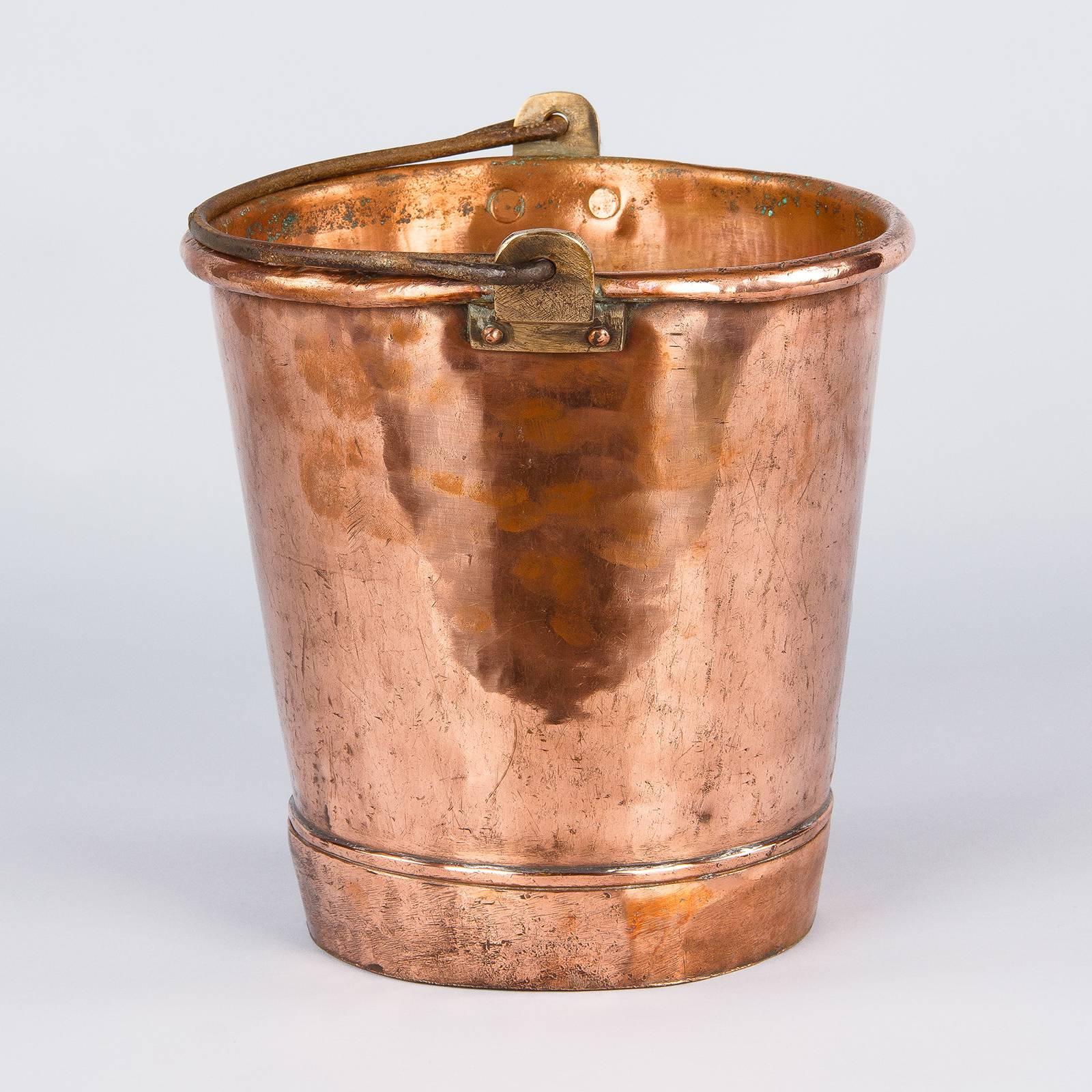 Wrought Iron 19th Century French Copper Bucket