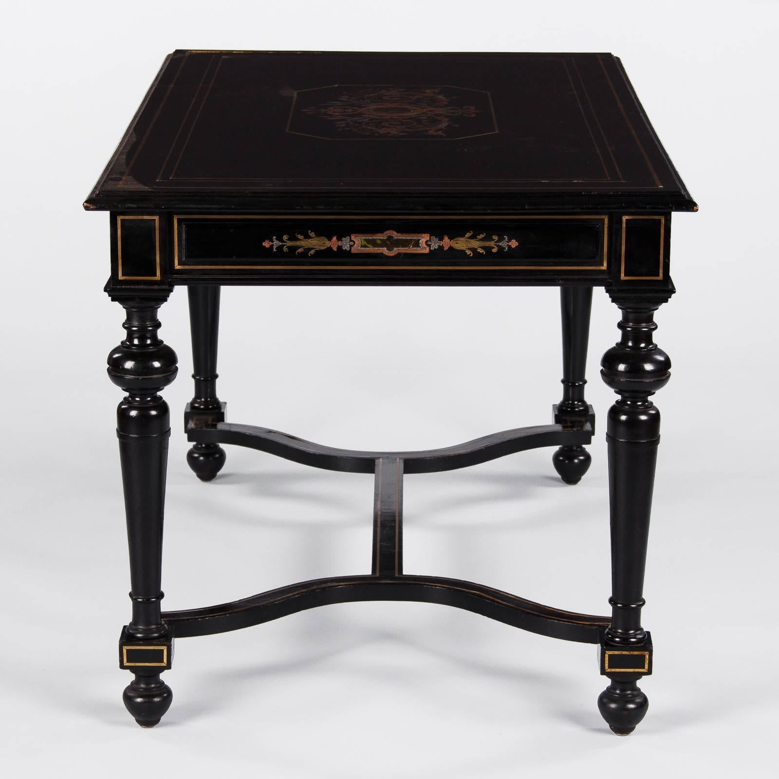 French Napoleon III Period Ebonized Desk, 1870s 4