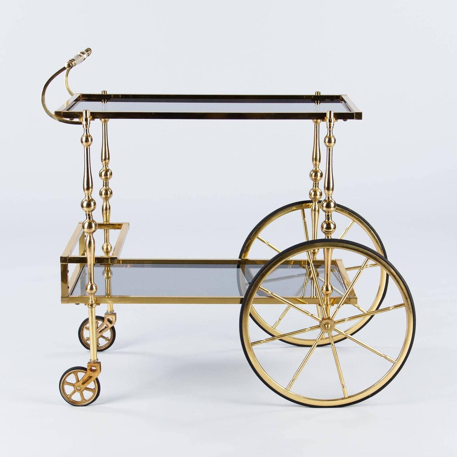 MidCentury Brass Bar Cart from Spain For Sale at 1stdibs