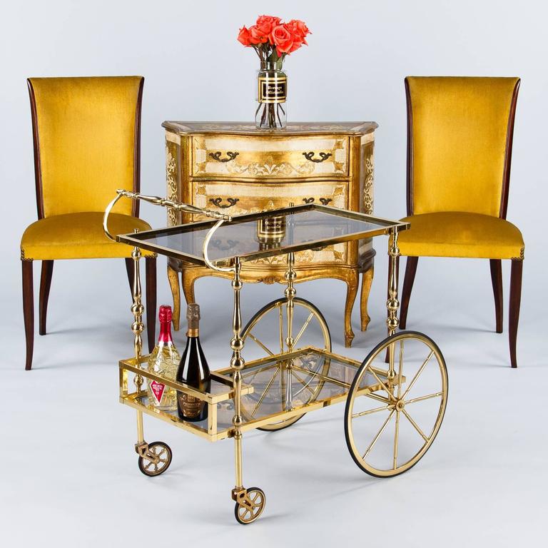 MidCentury Brass Bar Cart from Spain at 1stDibs