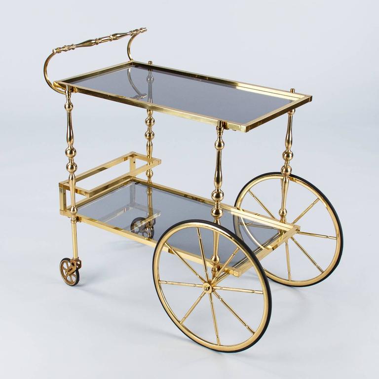MidCentury Brass Bar Cart from Spain For Sale at 1stdibs