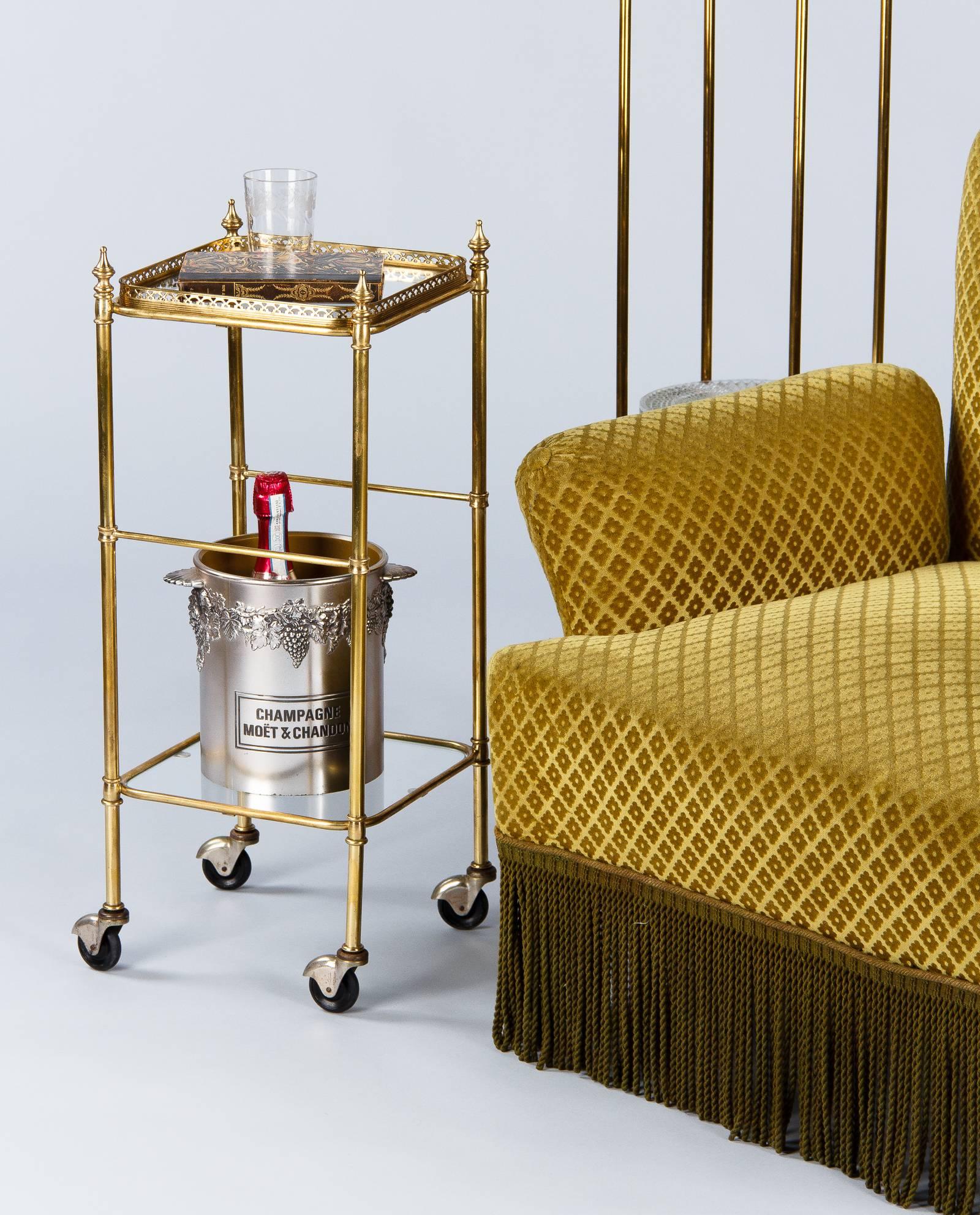 Two-Tier Midcentury French Brass Side Table 5