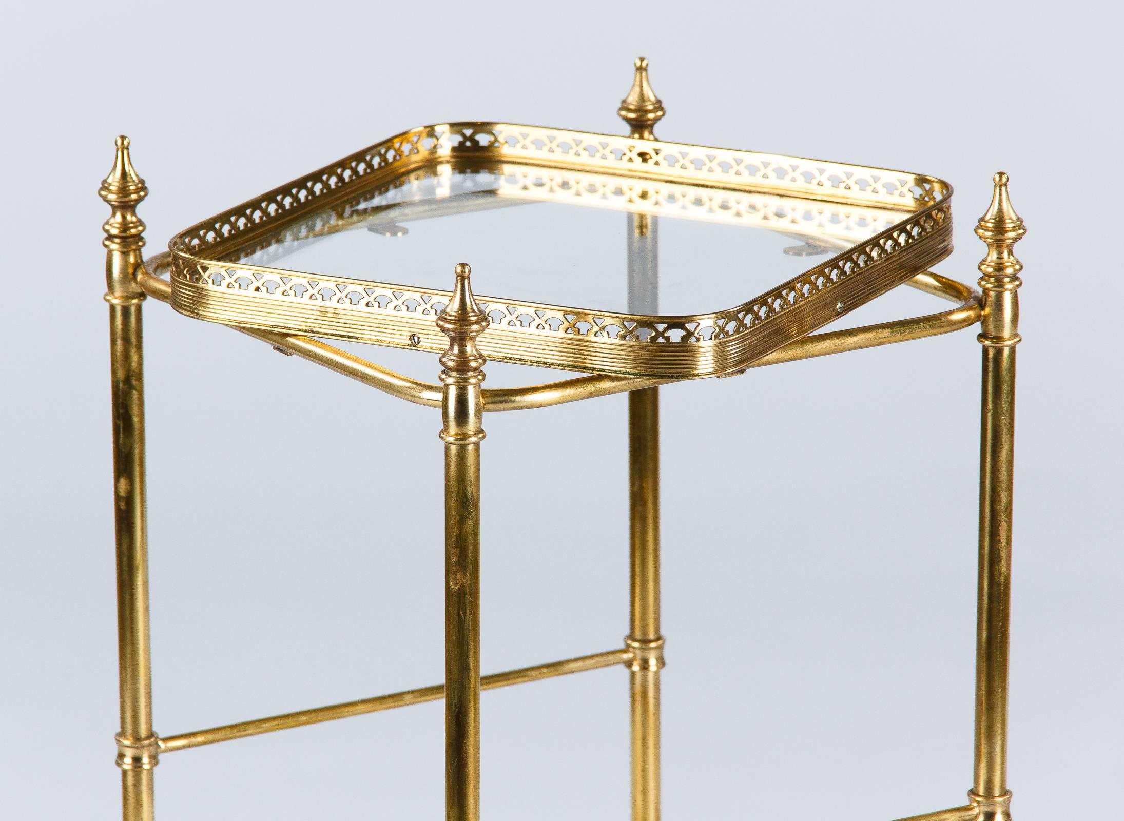 Two-Tier Midcentury French Brass Side Table 1