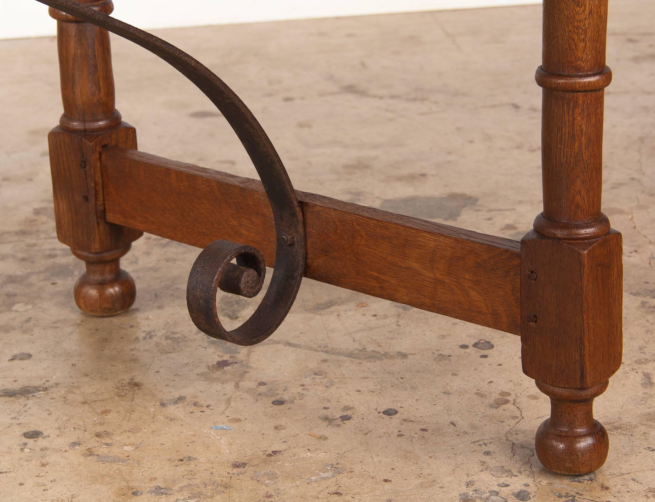 19th Century Spanish Oak Console Table with Iron Stretcher 6