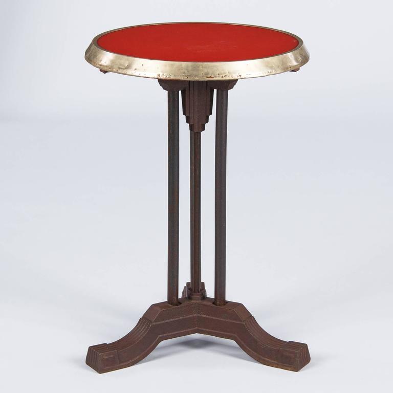 French Art Deco Bistro Table with Red Bakelite Top, 1930s at 1stDibs