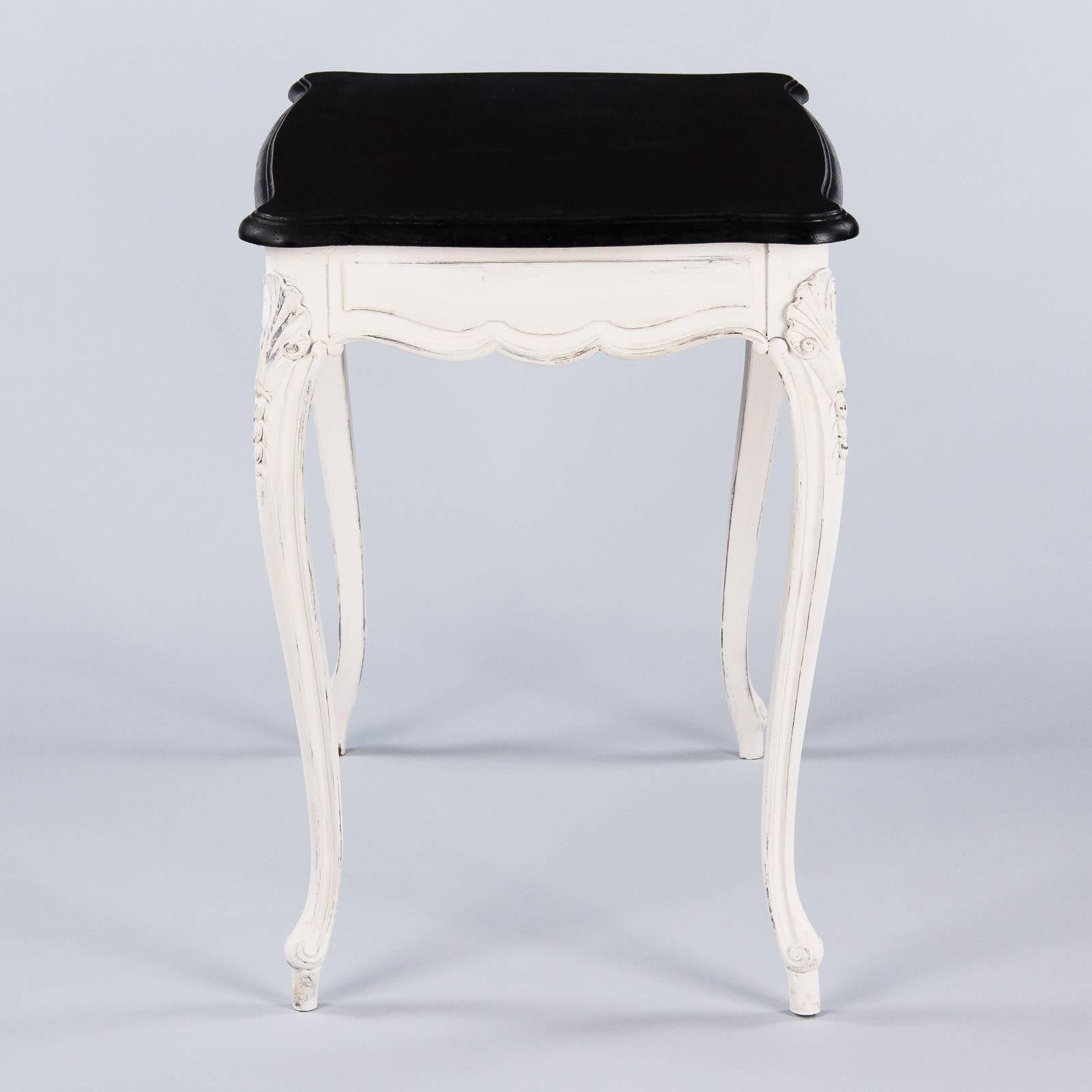 Wood French Louis XV Style Painted Side Table, Early 1900s