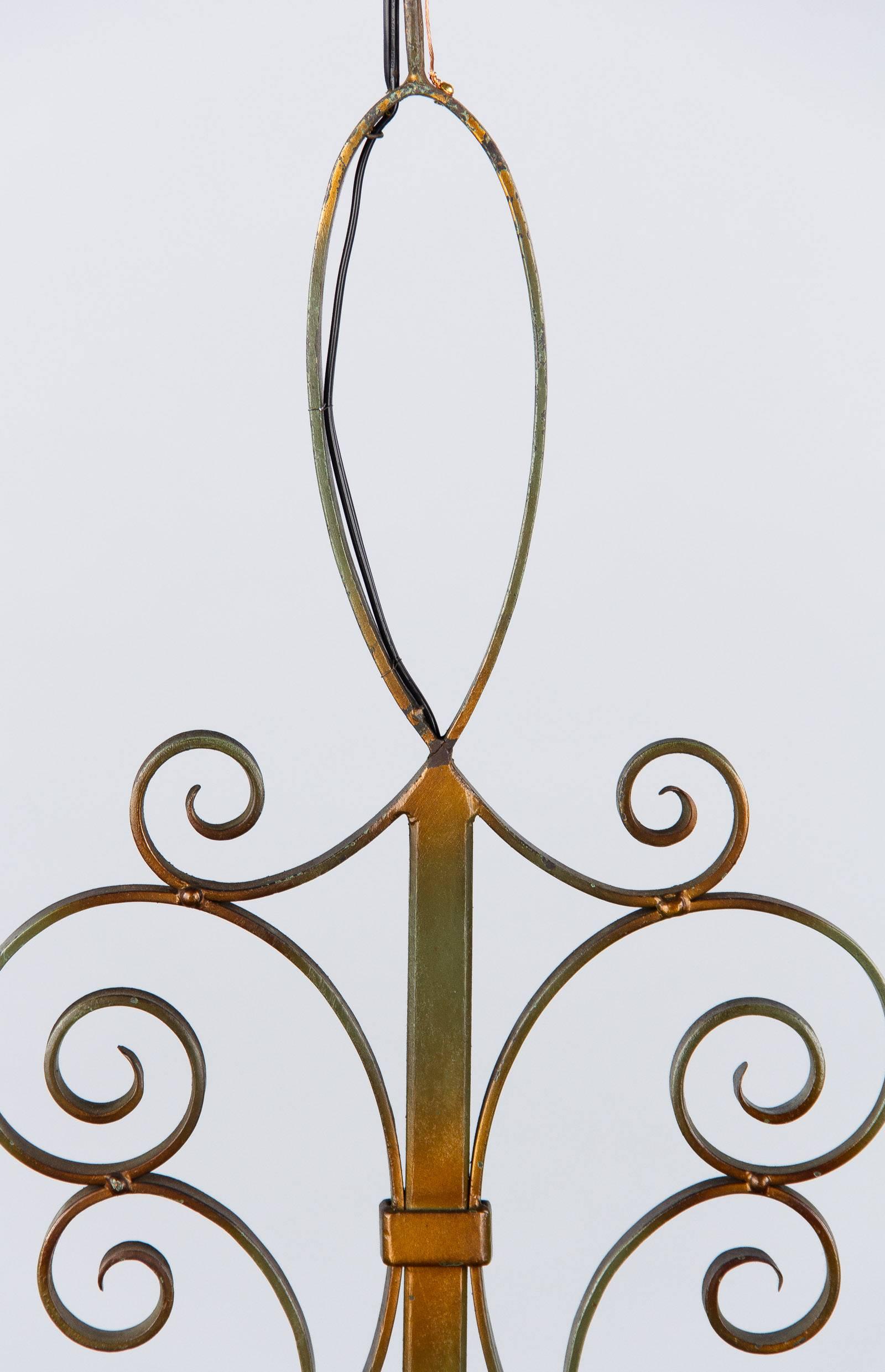 Mid-20th Century French Forged Iron Chandelier, circa 1940s