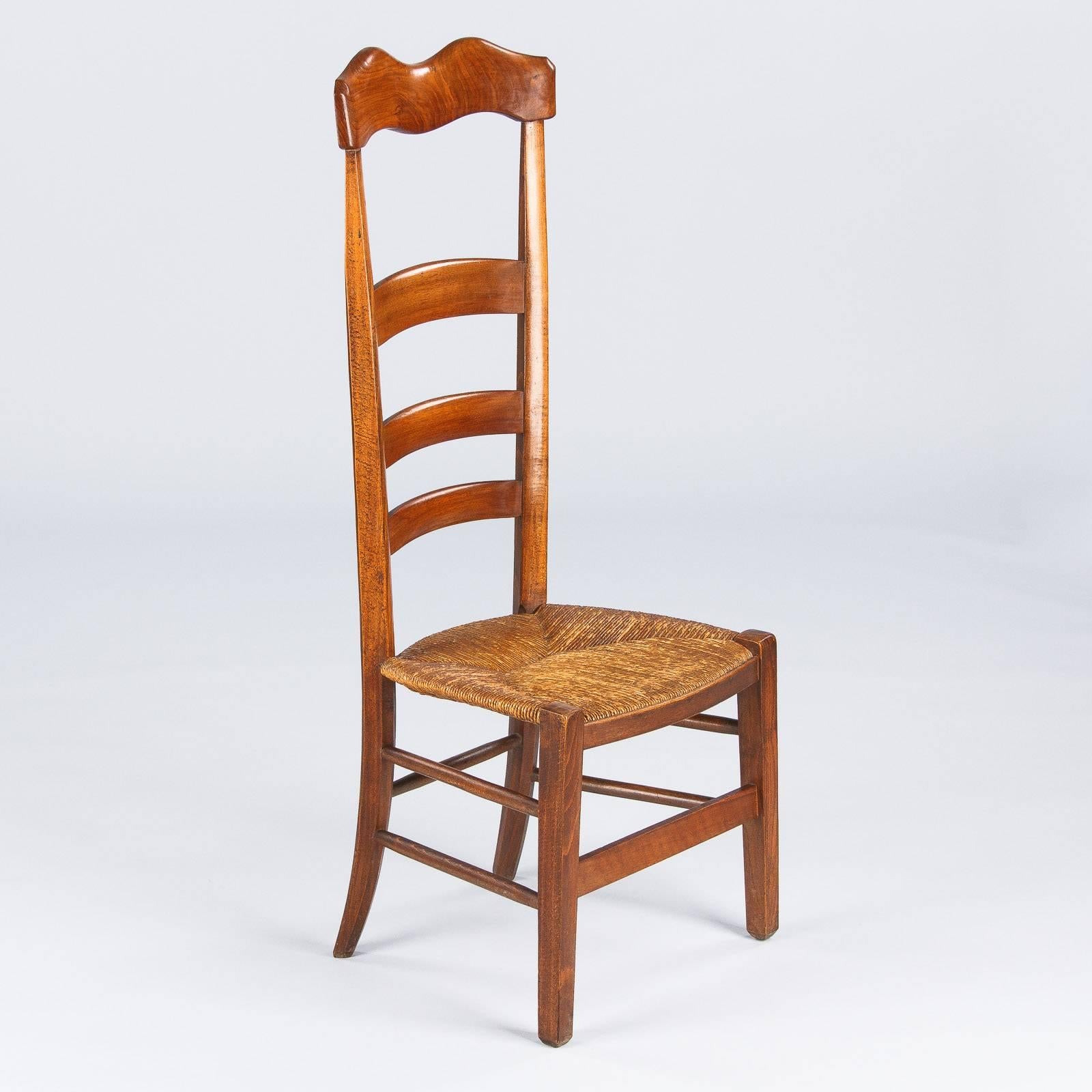 Late 1800s French Country Rush Seat Chauffeuse Chair In Good Condition In Austin, TX