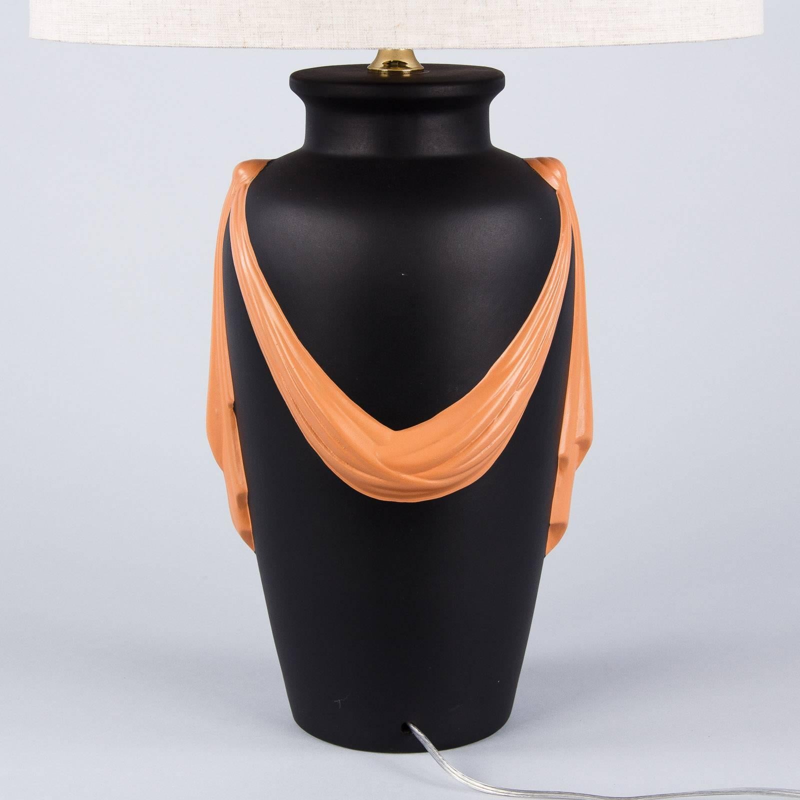Modern French Painted Terracotta Lamp 1