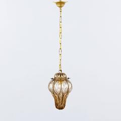 Amber Murano Glass Caged Lantern, 1940s