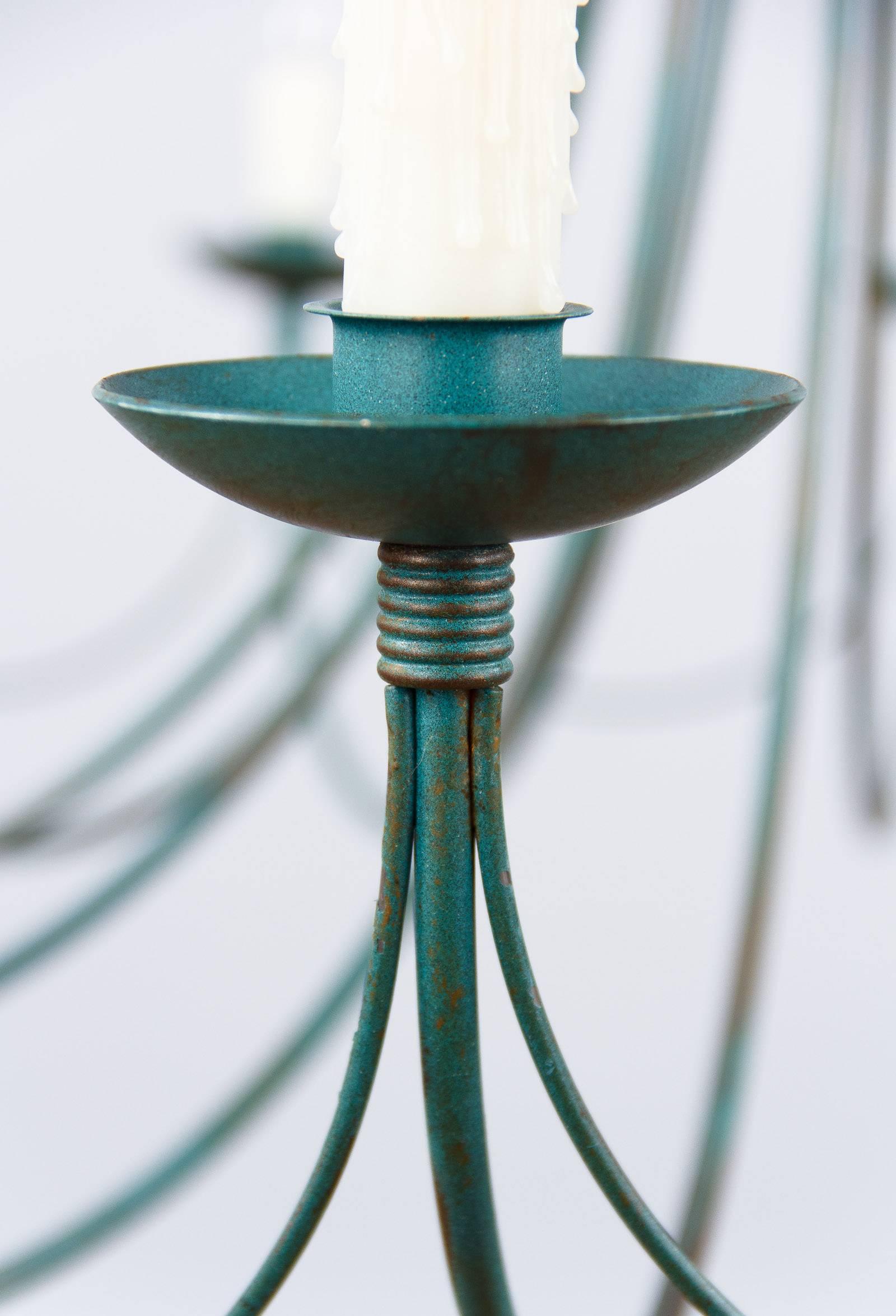 French Vintage Twelve-Light Metal Chandelier, 1980s 1