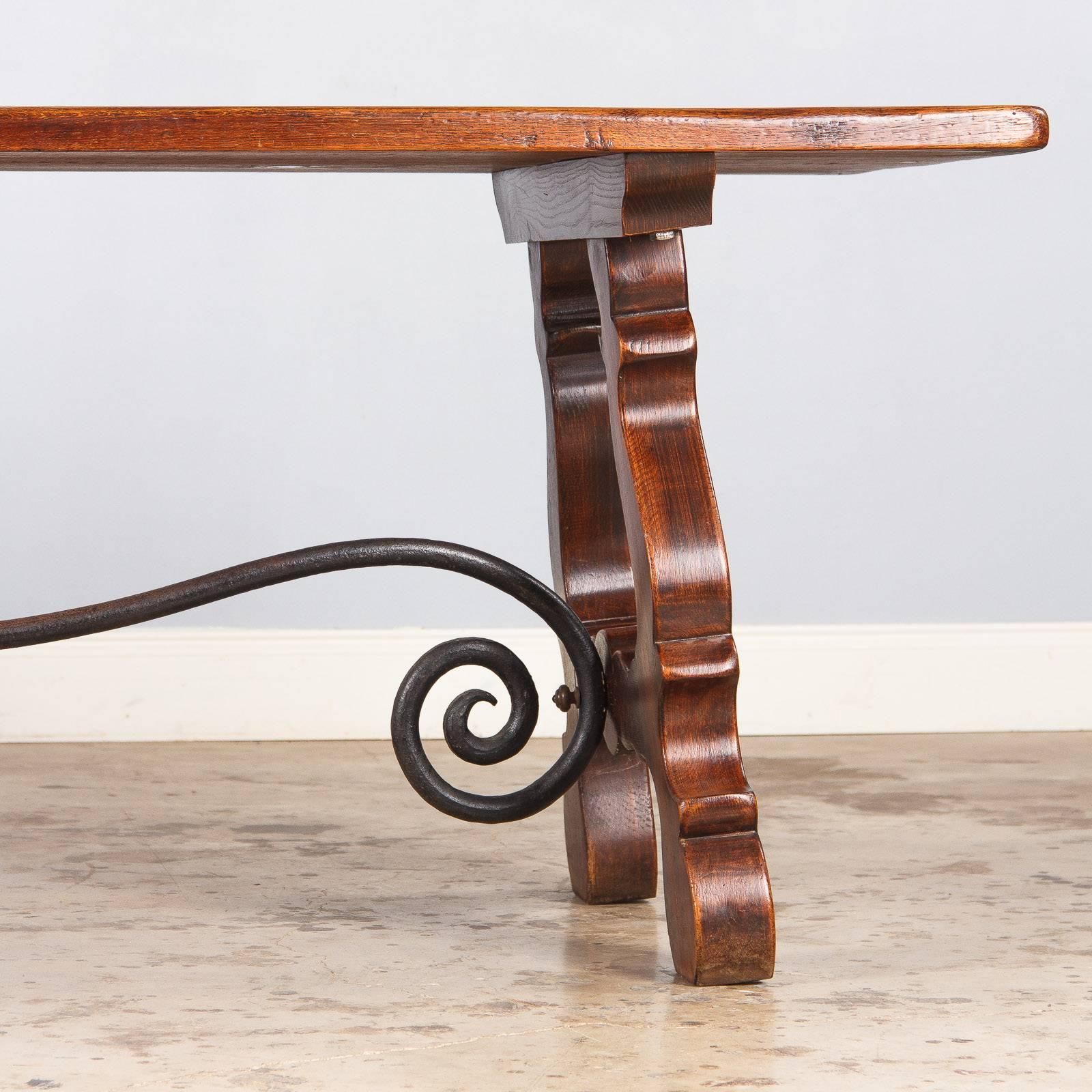 Mid-20th Century Mid-Century Oak Trestle Table from Spain