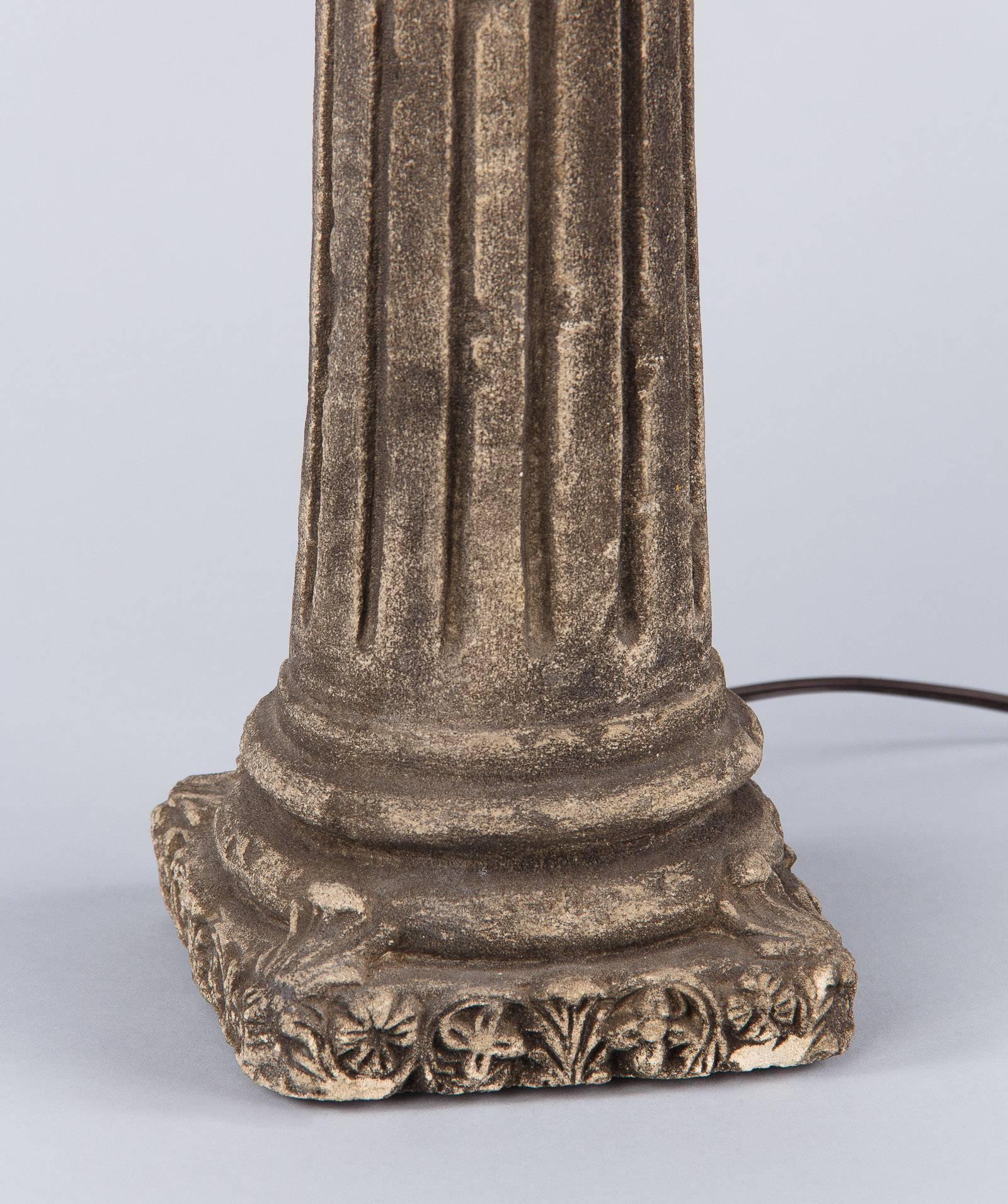 French Corinthian Column Stone Lamp, 20th Century For Sale 2
