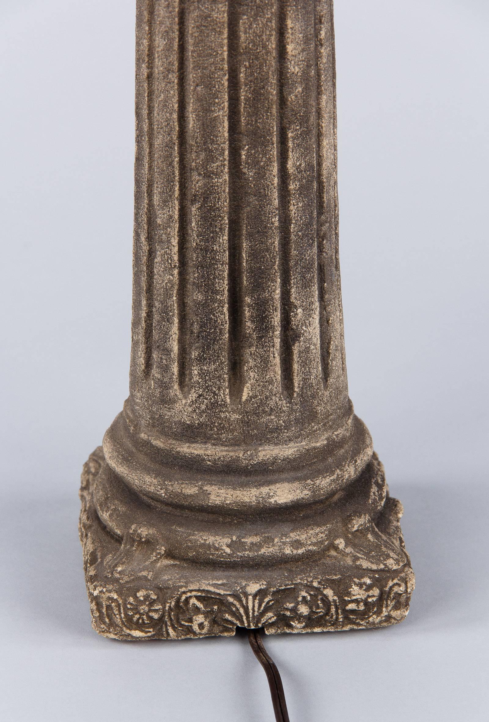 French Corinthian Column Stone Lamp, 20th Century For Sale 3