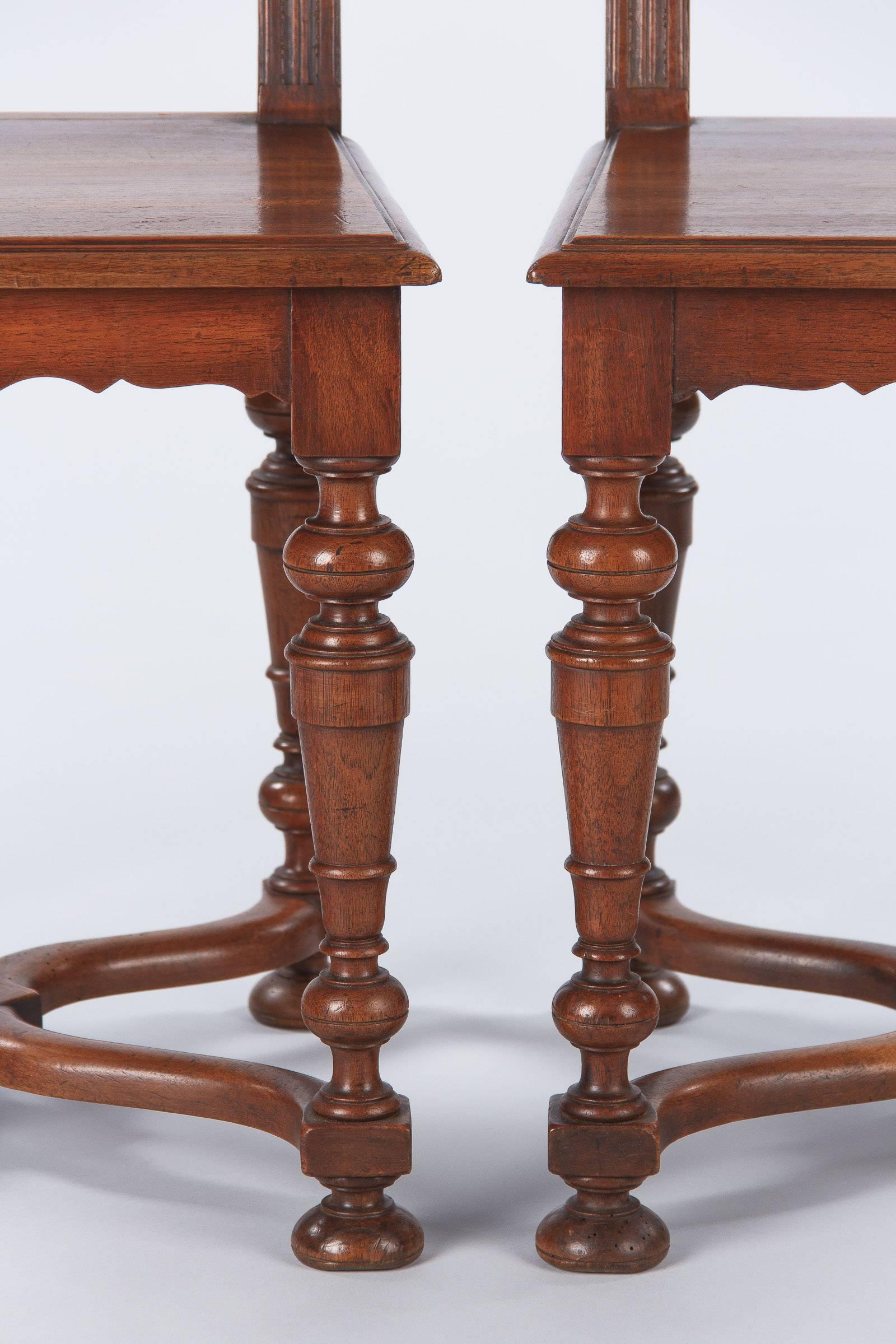 Set of 8 French Louis XIV Style Walnut Dining Chairs, Circa 1920s 4