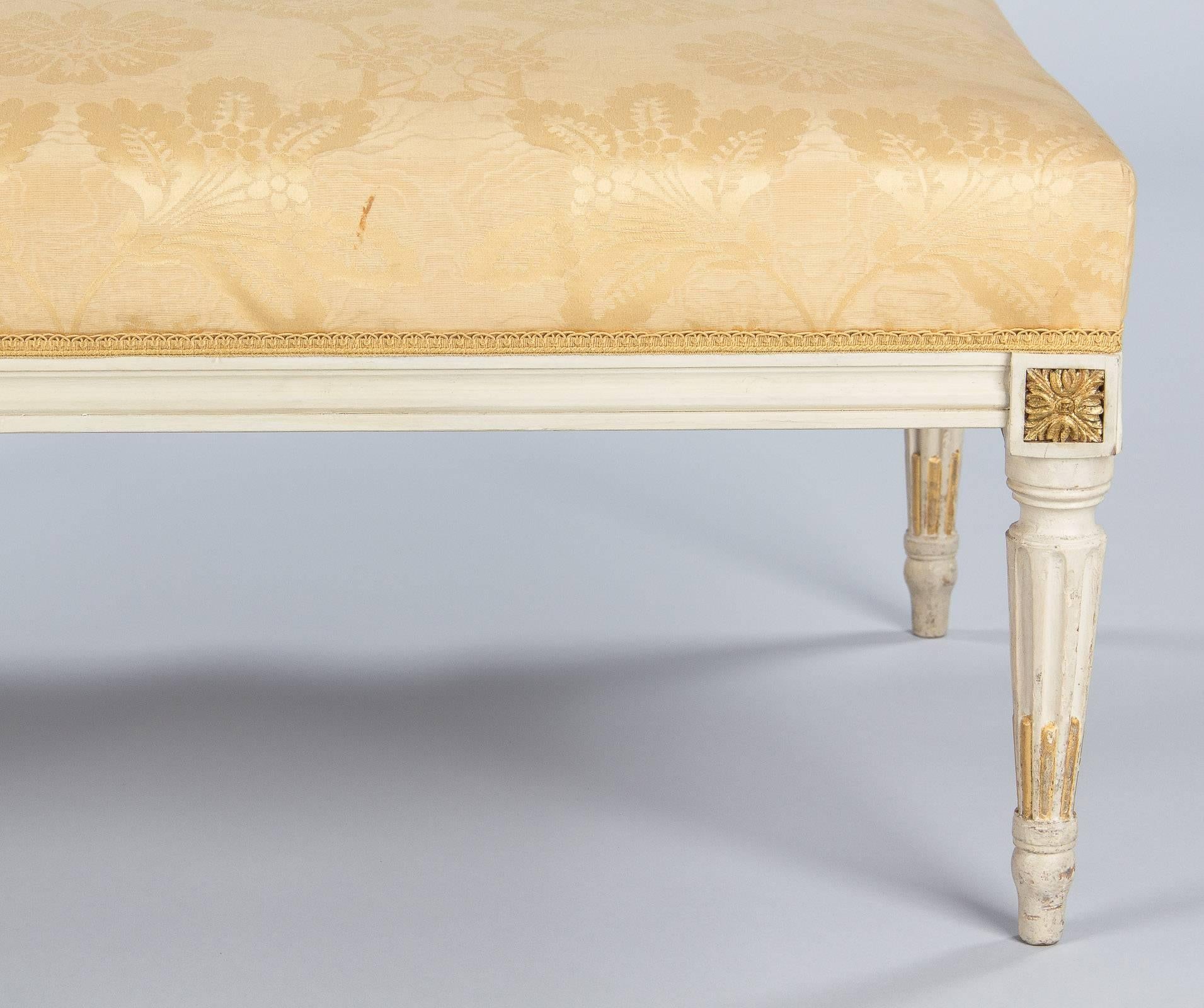 Louis XVI Style Upholstered Painted Ottoman, Early 1900s 2