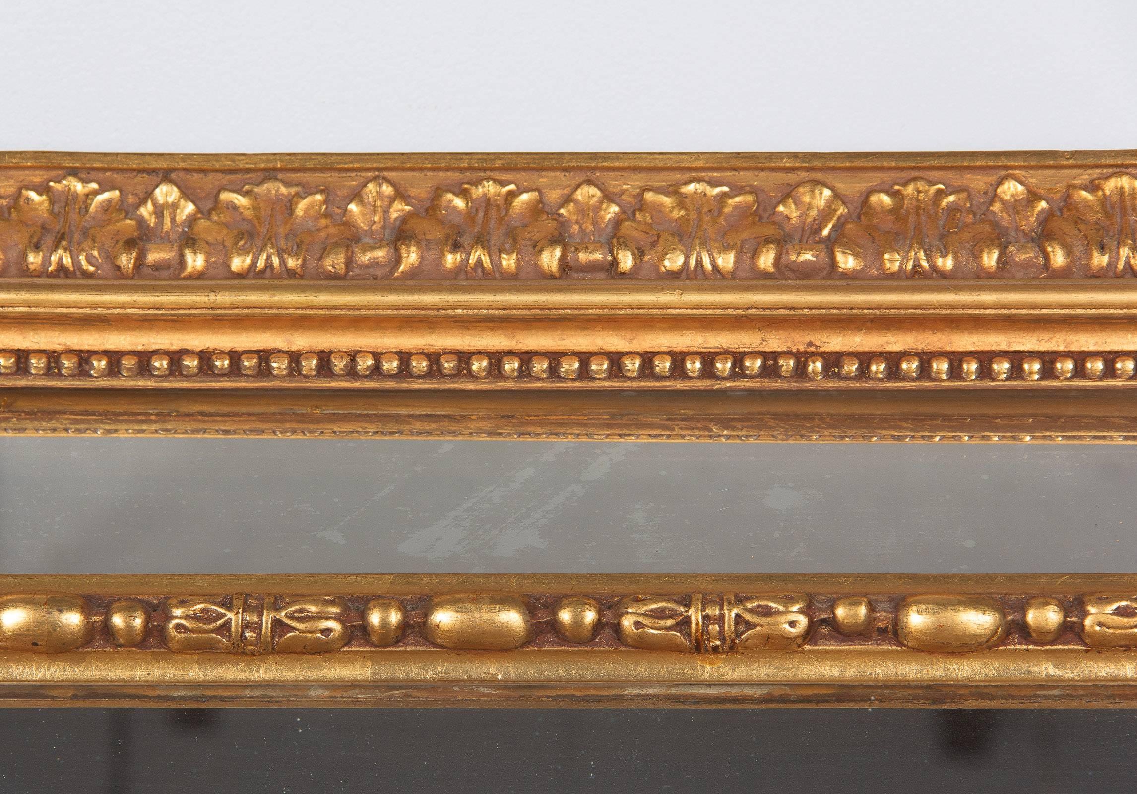 Napoleon III Period Gold Leaf Carved Mirror, Late 1800s 5