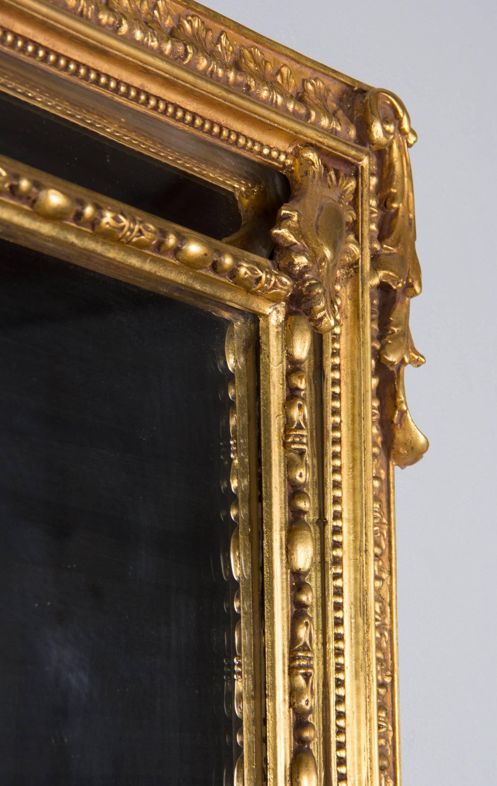 Napoleon III Period Gold Leaf Carved Mirror, Late 1800s 6