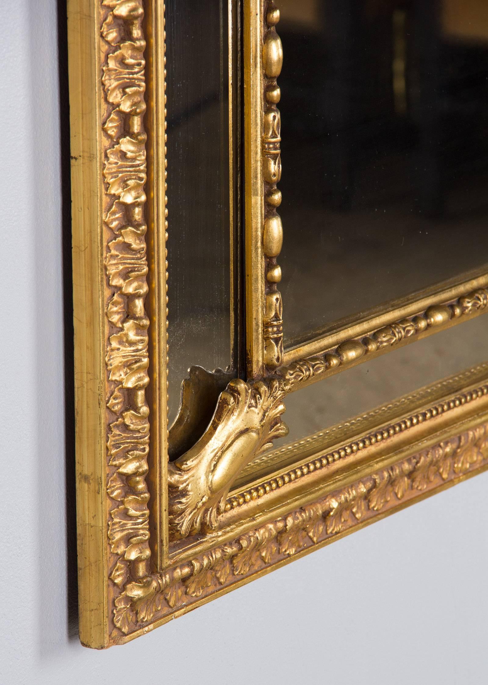 Napoleon III Period Gold Leaf Carved Mirror, Late 1800s 8