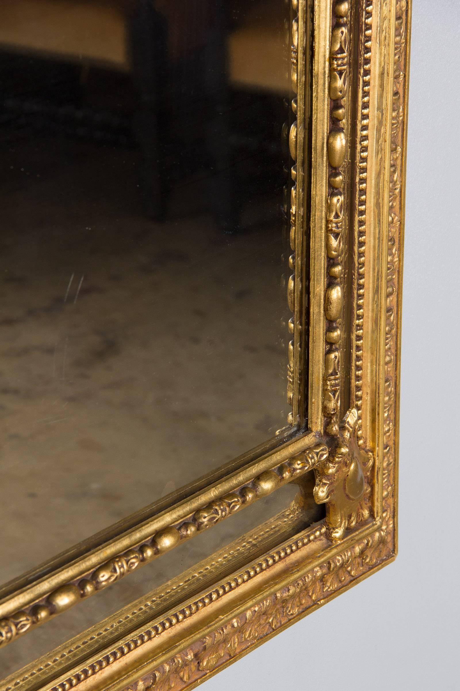 Napoleon III Period Gold Leaf Carved Mirror, Late 1800s 9