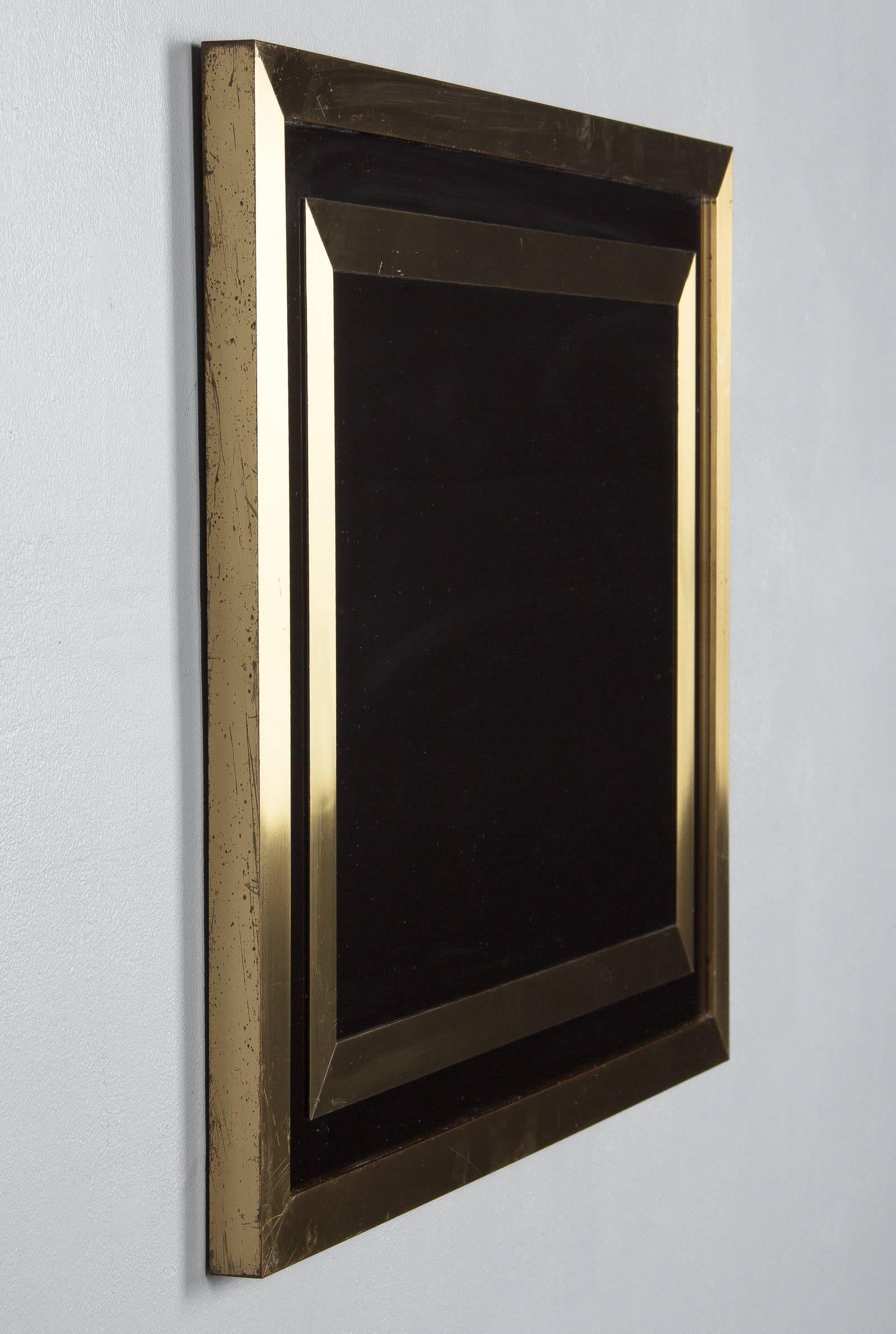 Brass Framed Mirror with Smoked Glass, France, 1970s For Sale 3