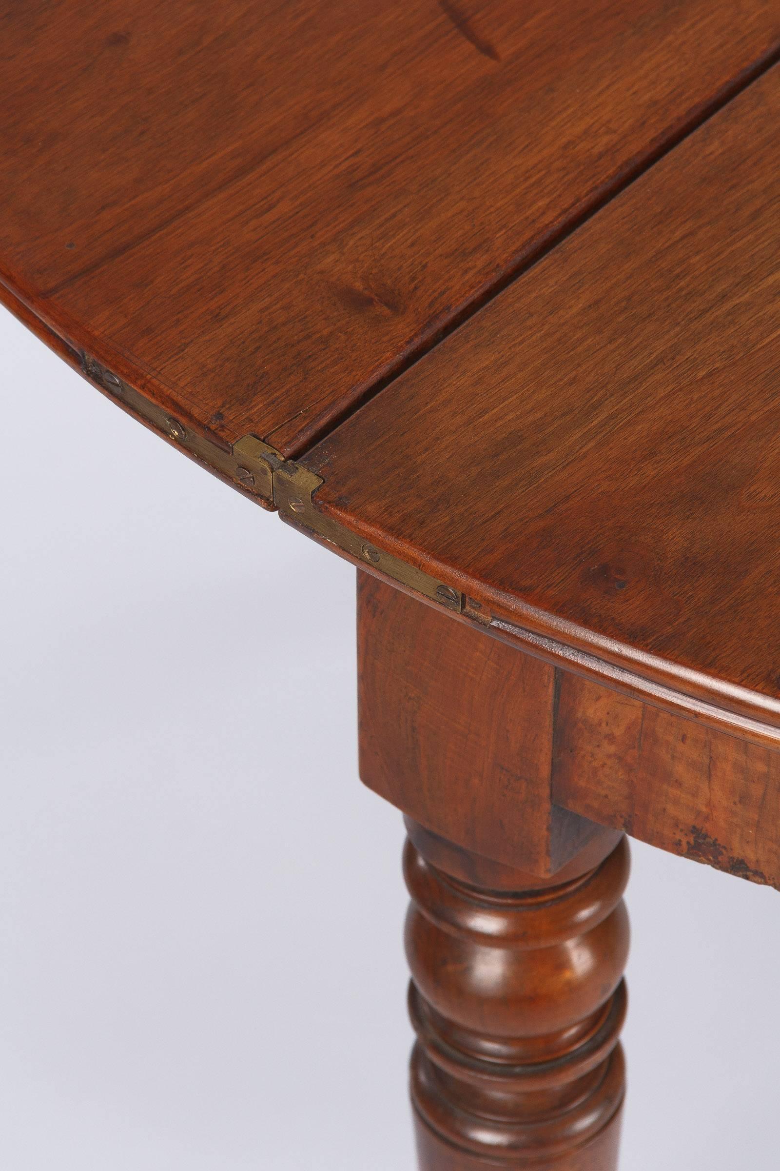 Louis Philippe Demilune Walnut Table, France, 1830s 3