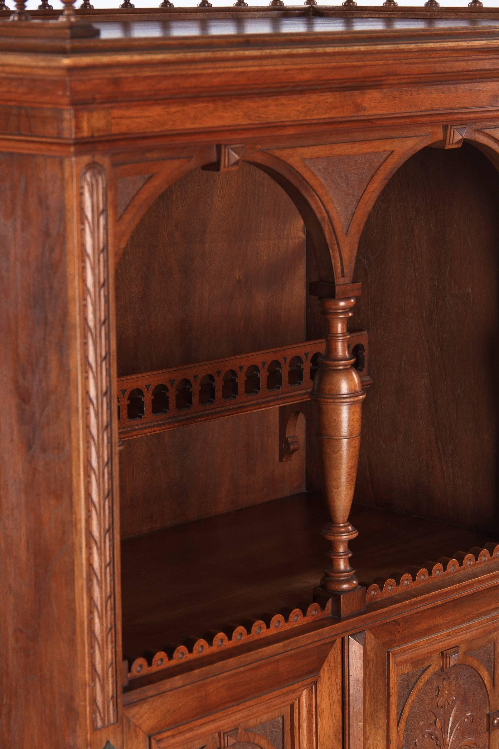 French Renaissance Style Walnut Cabinet, 1880s 2
