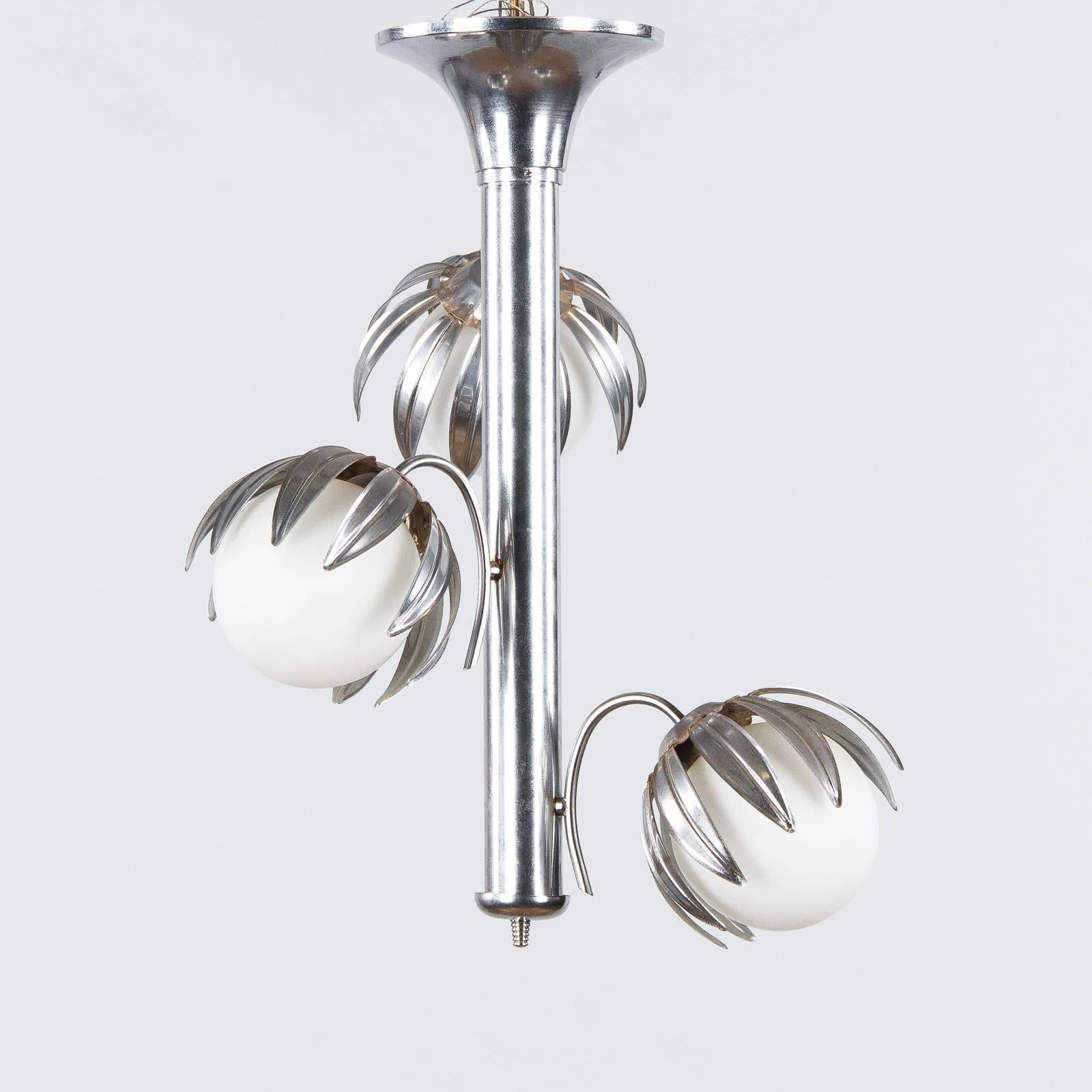 Late 20th Century French Vintage 1970's Chrome Chandelier