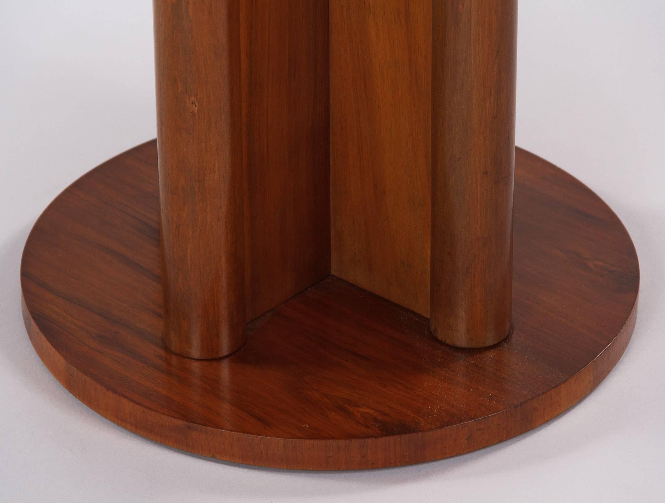 French Art Deco Round Walnut Side Table, 1930s 1