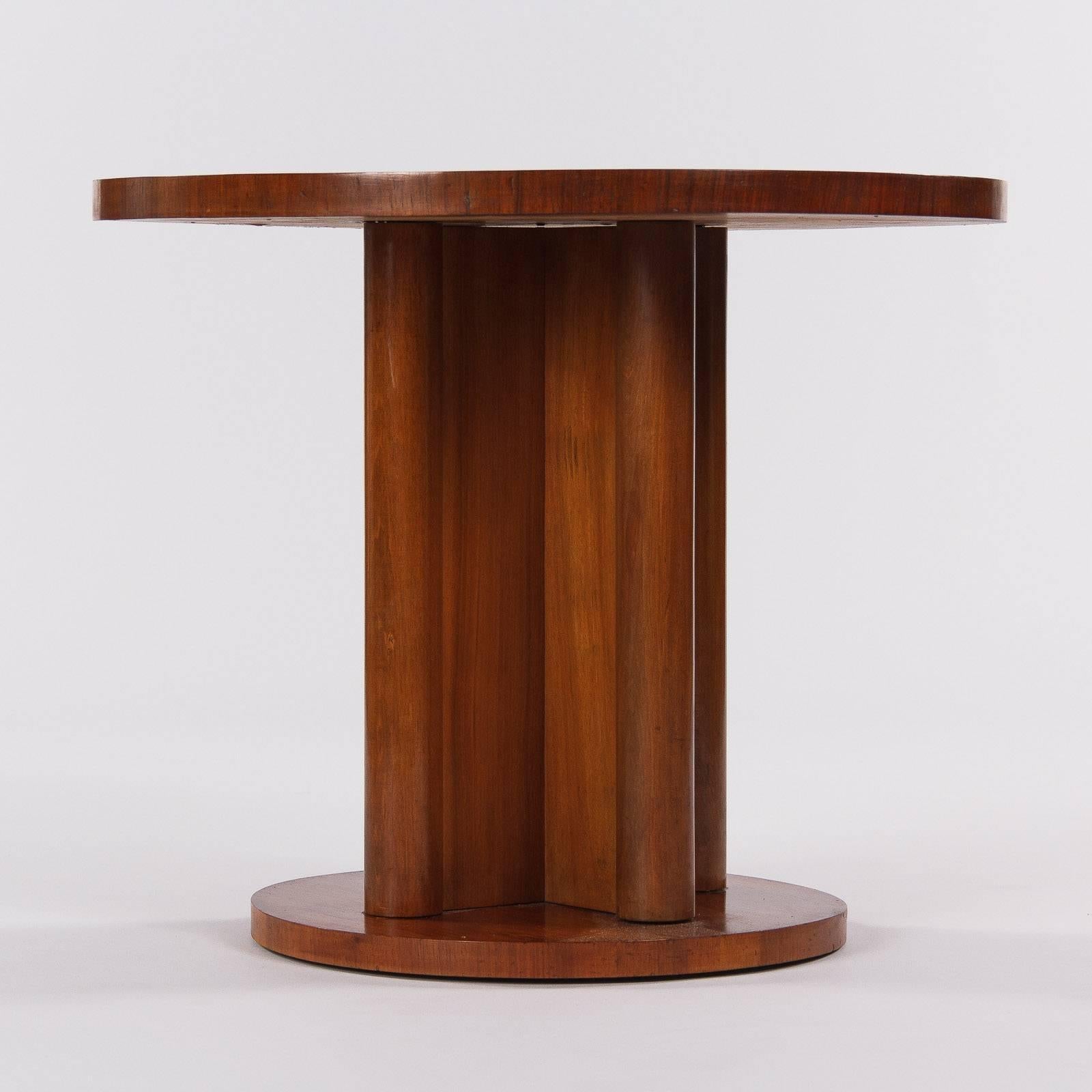 Mid-20th Century French Art Deco Round Walnut Side Table, 1930s