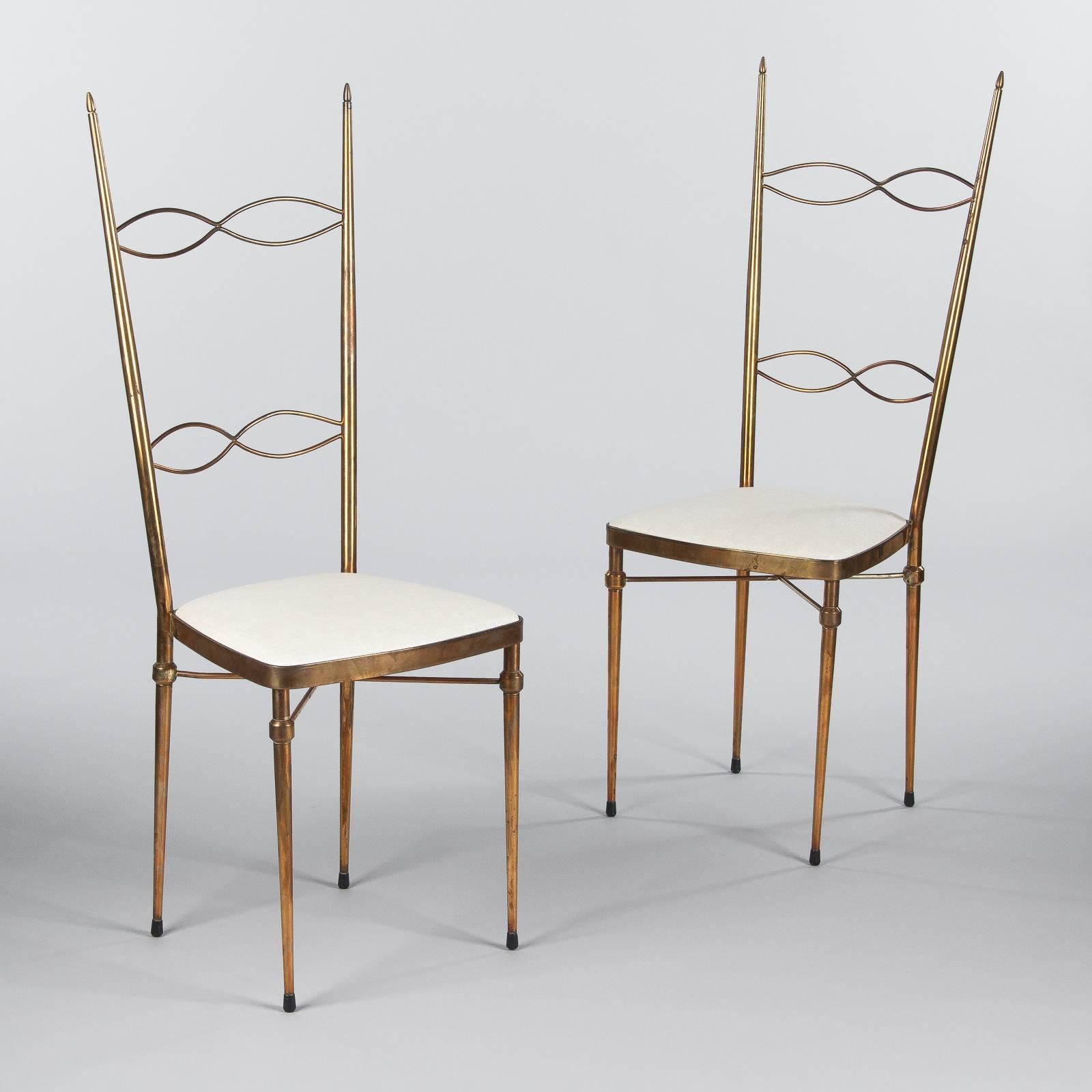 Mid-Century Modern Pair of Mid-Century Italian Brass Chairs, 1960s