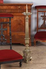 French Sculpted Brass and Bronze Church Candleholder, 1860s