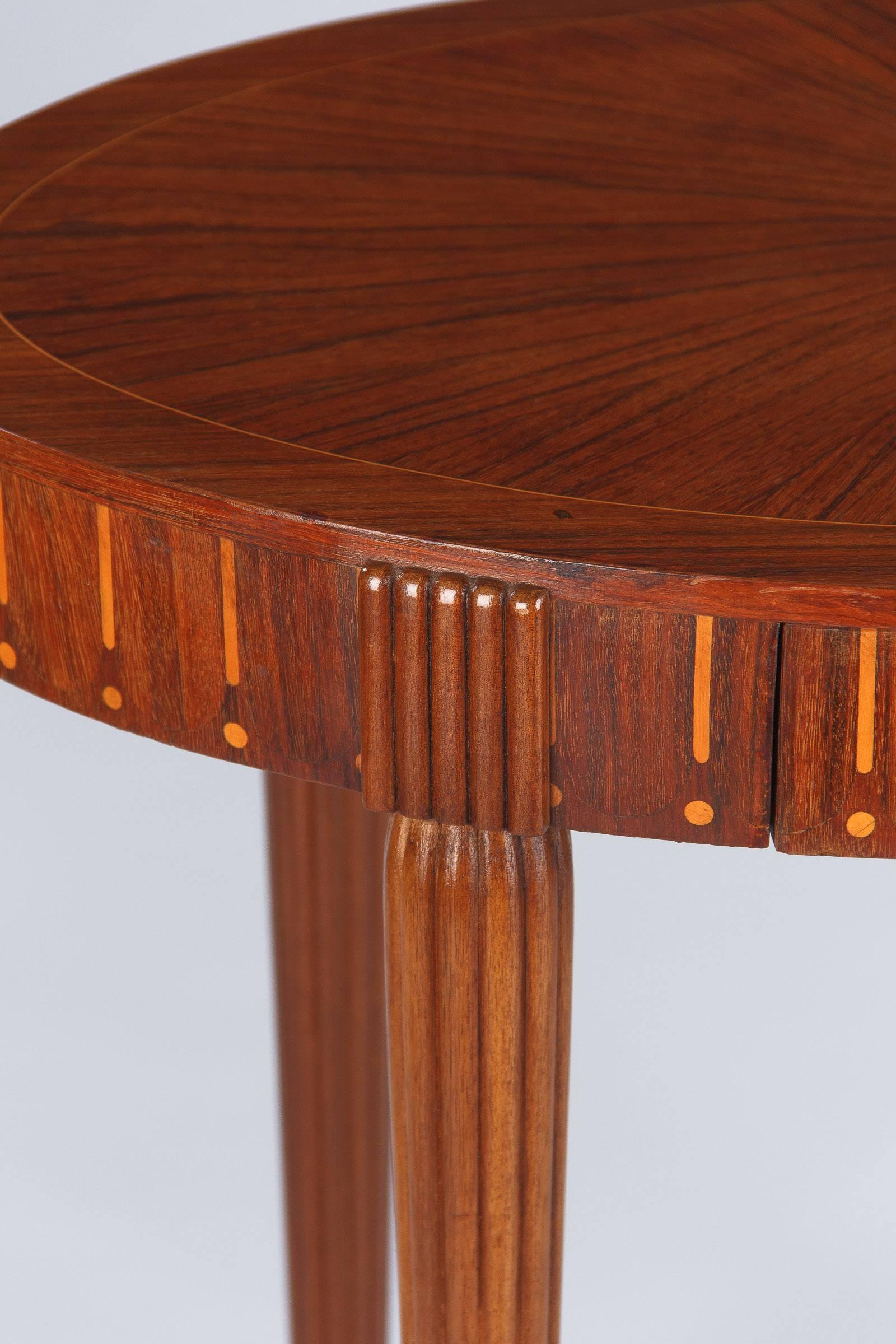 French Art Deco Oval Side Table in the Style of Ruhlman 2