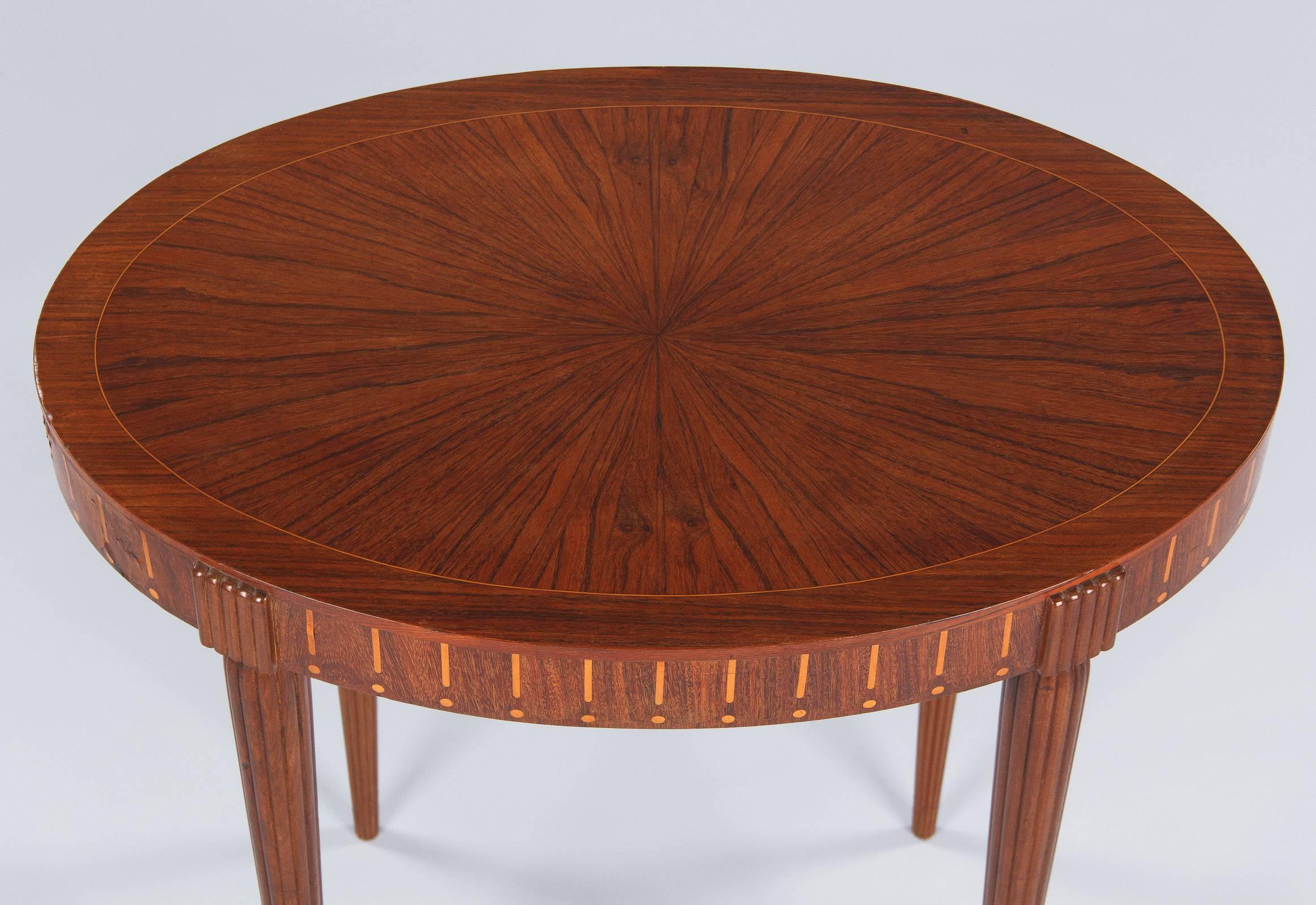 Early 20th Century French Art Deco Oval Side Table in the Style of Ruhlman