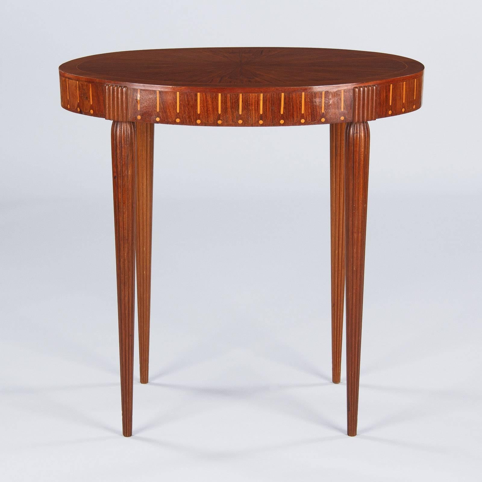 French Art Deco Oval Side Table in the Style of Ruhlman 4