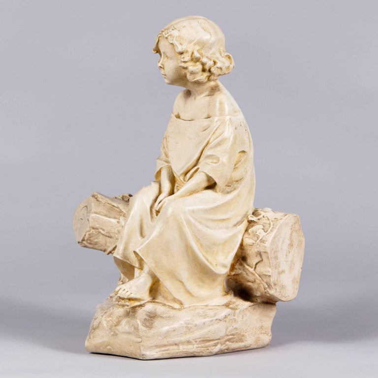 French Plaster Figurine of a Young Girl, Early 1900s For Sale at 1stdibs