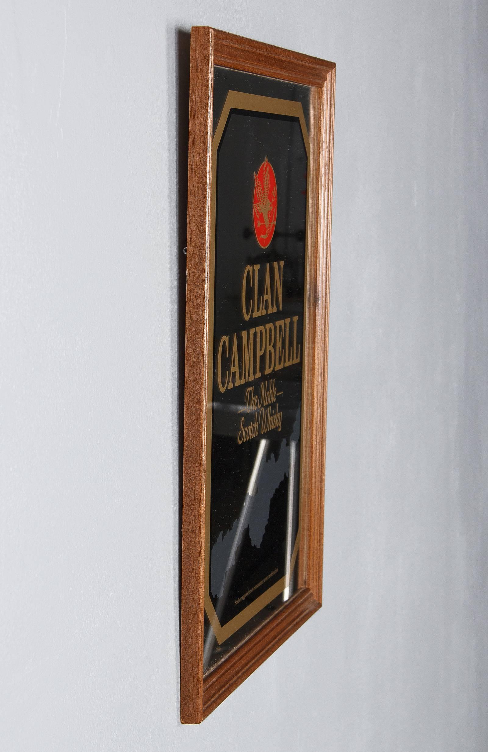 Modern Vintage Frame with Mirrored Advertising Sign for Clan Campbell Scotch, 1980s