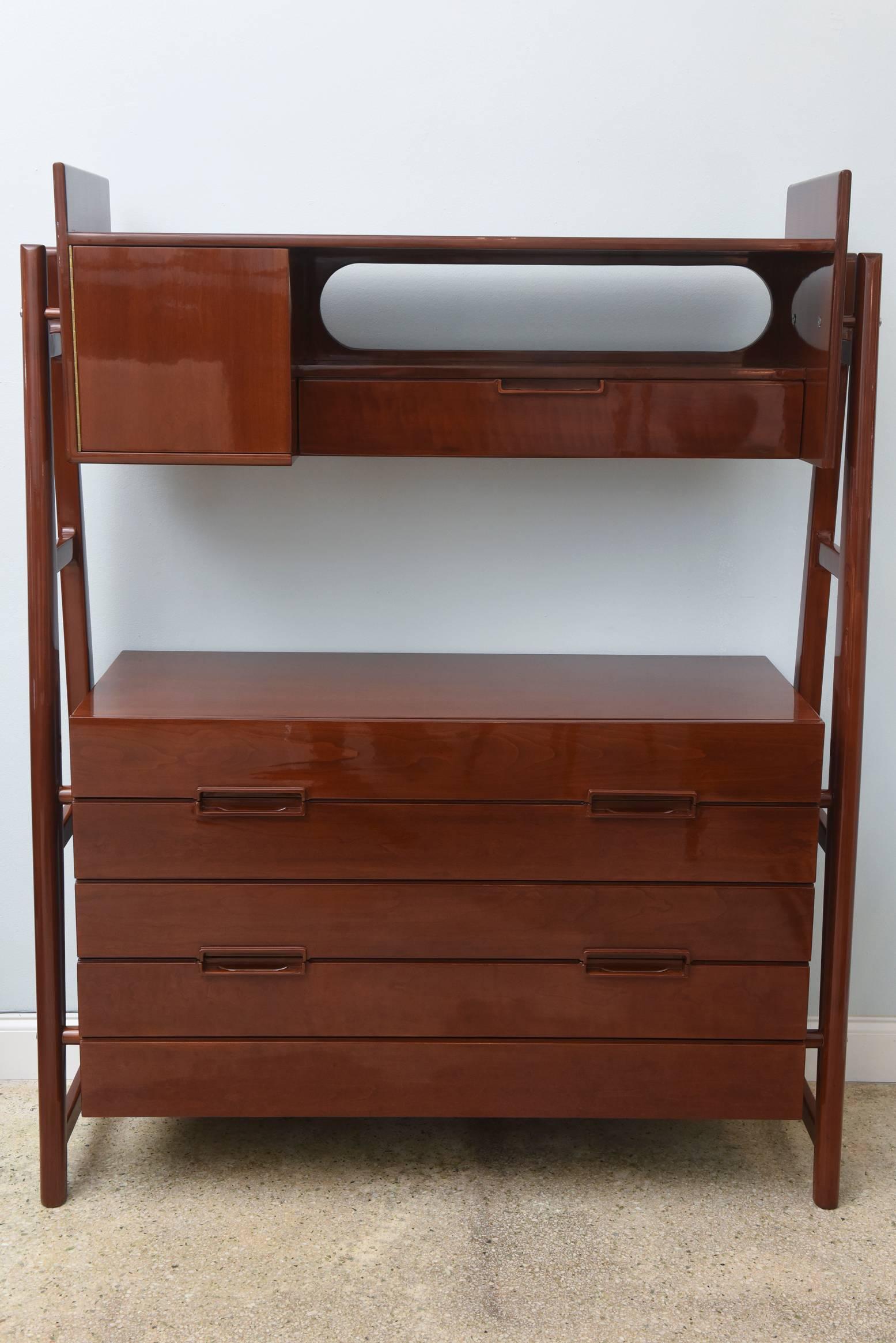 Italian Modern Mahogany Cabinet or Bookcase, Silvio Cavatorta For Sale 1